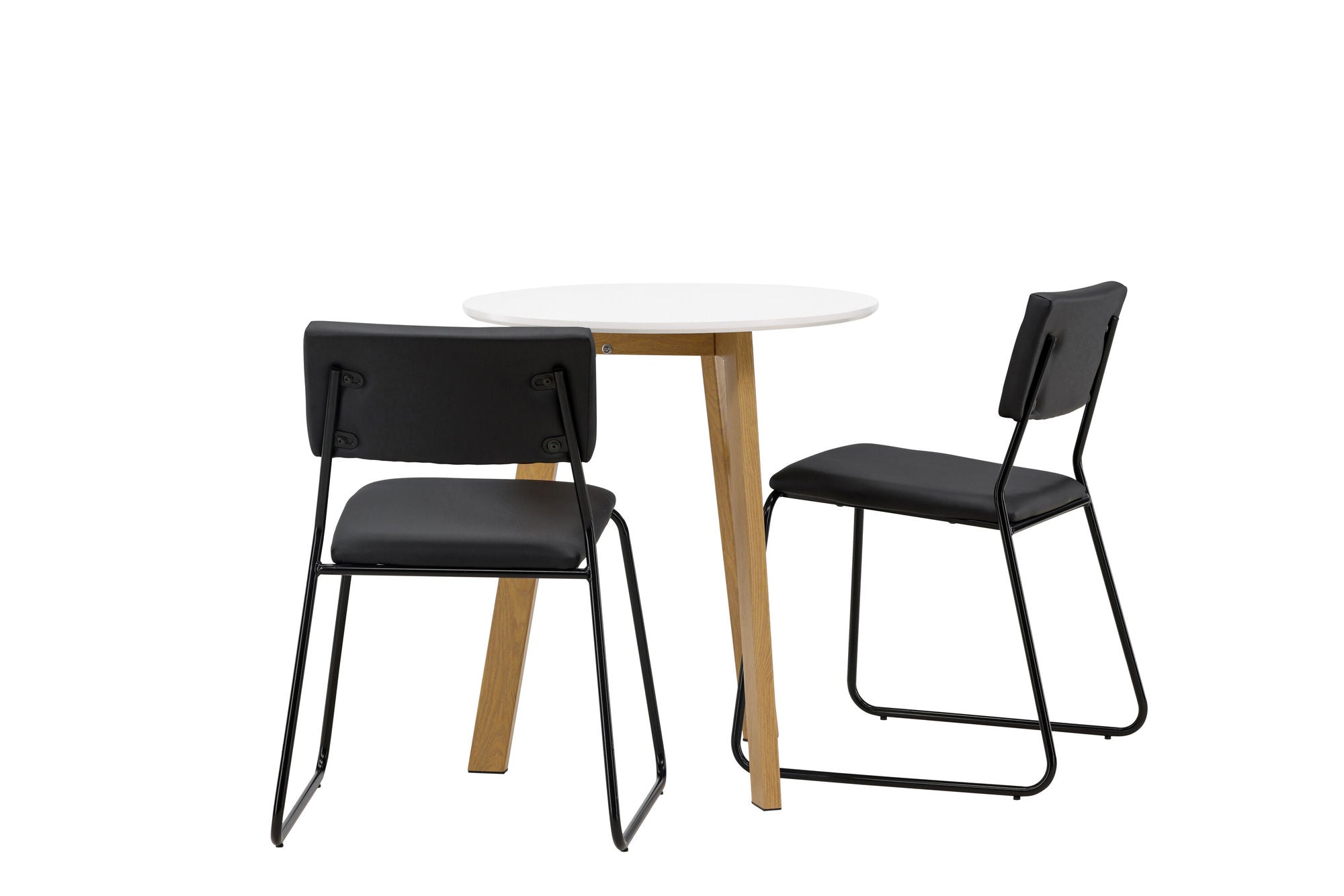 Venture Home Leonora spisebord φ65 - Oaklook / White MDF +Kenth stol - Black / Black PU _2
