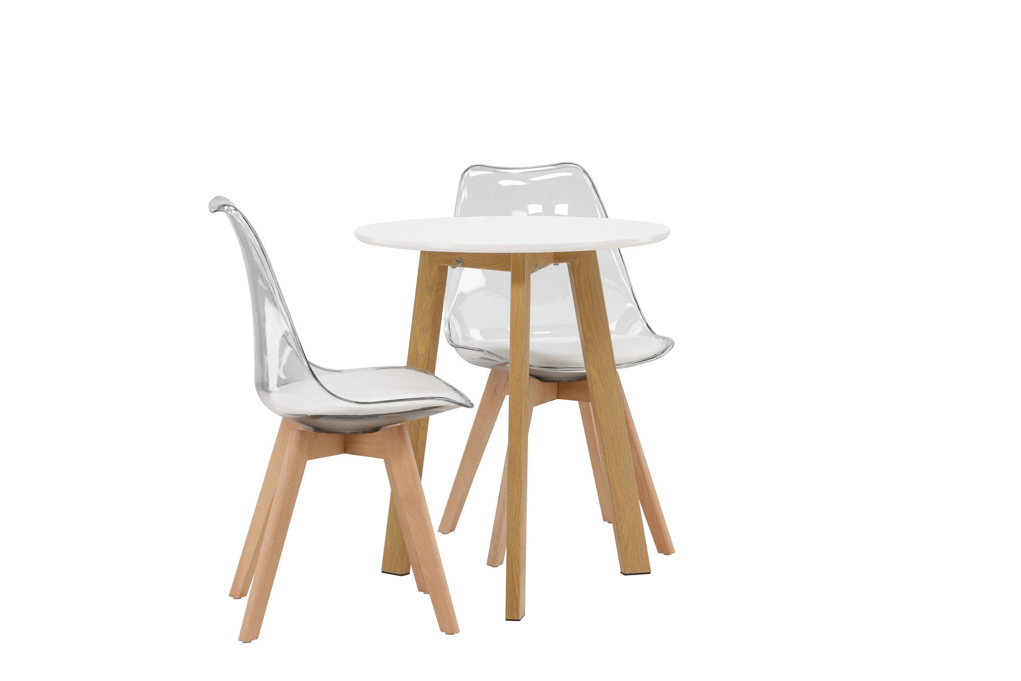 Venture Home Leonora spisebord φ65 - Oaklook / White MDF +Edvin Spisebordsstol - Nature / PET (seat cushion white) PET surface,seat with usual sponge _2