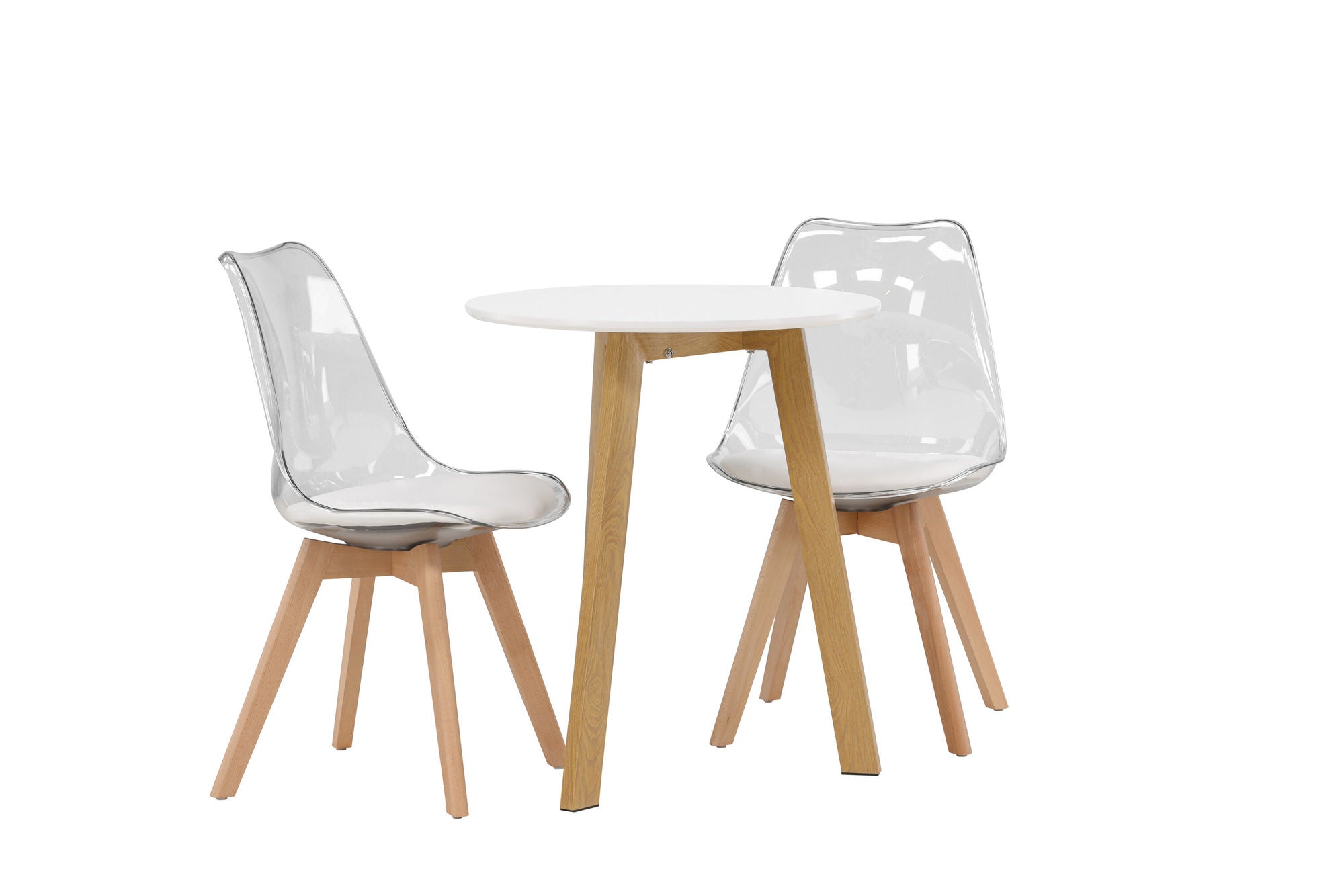 Venture Home Leonora spisebord φ65 - Oaklook / White MDF +Edvin Spisebordsstol - Nature / PET (seat cushion white) PET surface,seat with usual sponge _2