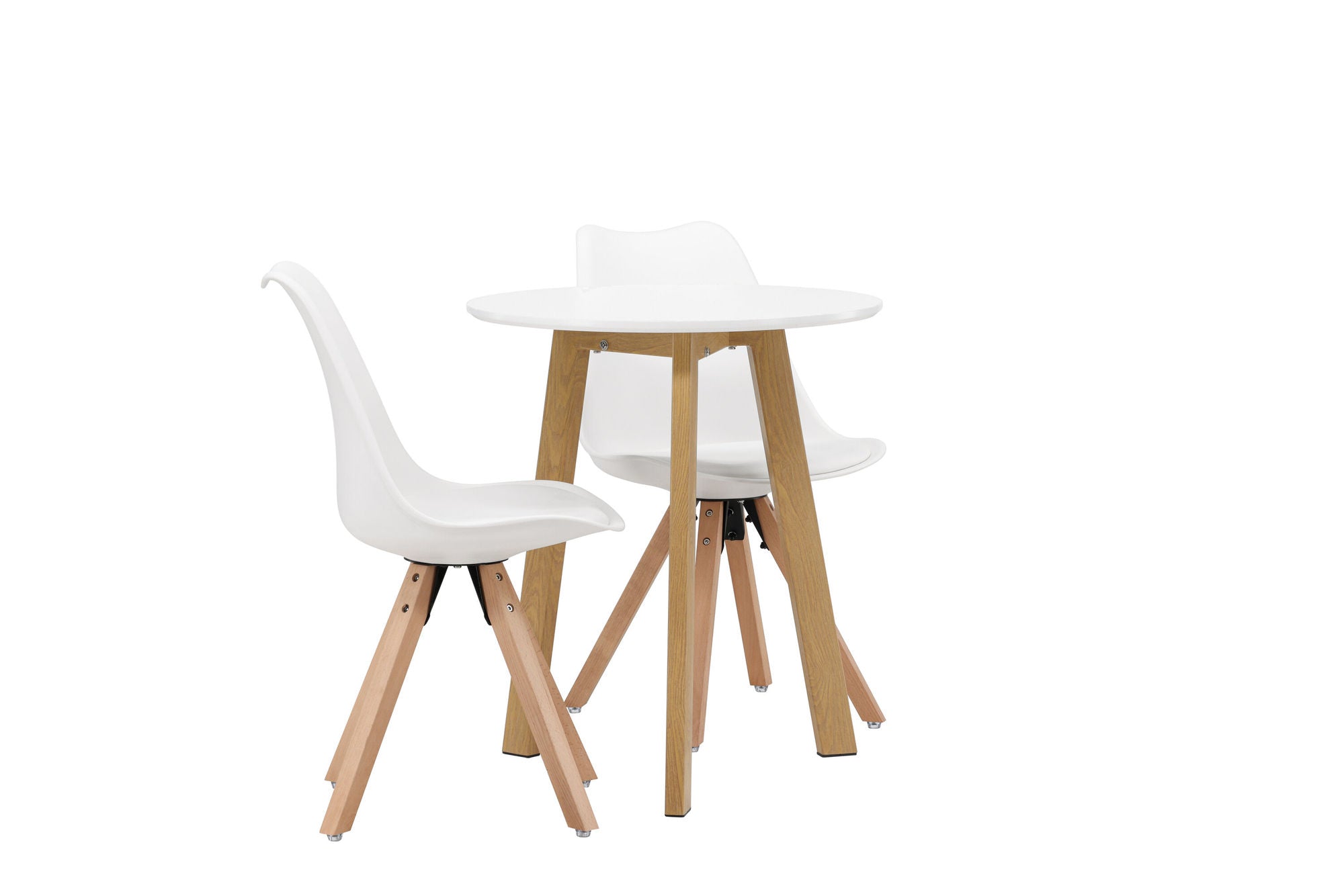 Venture Home Leonora spisebord φ65 - Oaklook / White MDF +Zeno Spisebordsstol - Nature woodlook / White PP _2