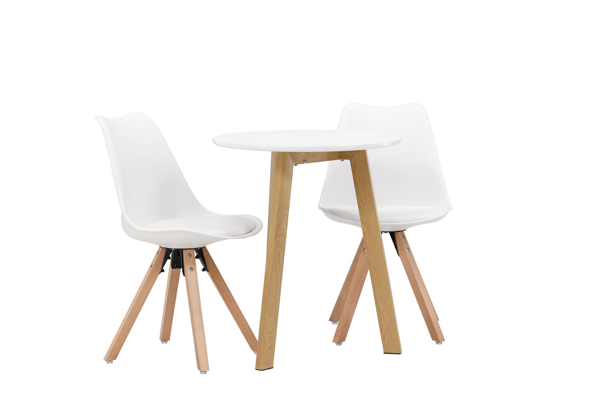Venture Home Leonora spisebord φ65 - Oaklook / White MDF +Zeno Spisebordsstol - Nature woodlook / White PP _2