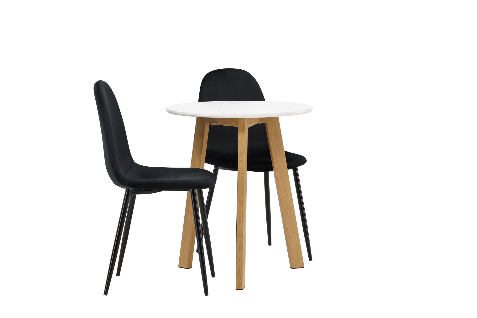 Venture Home Leonora spisebord φ65 - Oaklook / White MDF +Polar Spisebordsstol - Black legs / Black Velvet _2