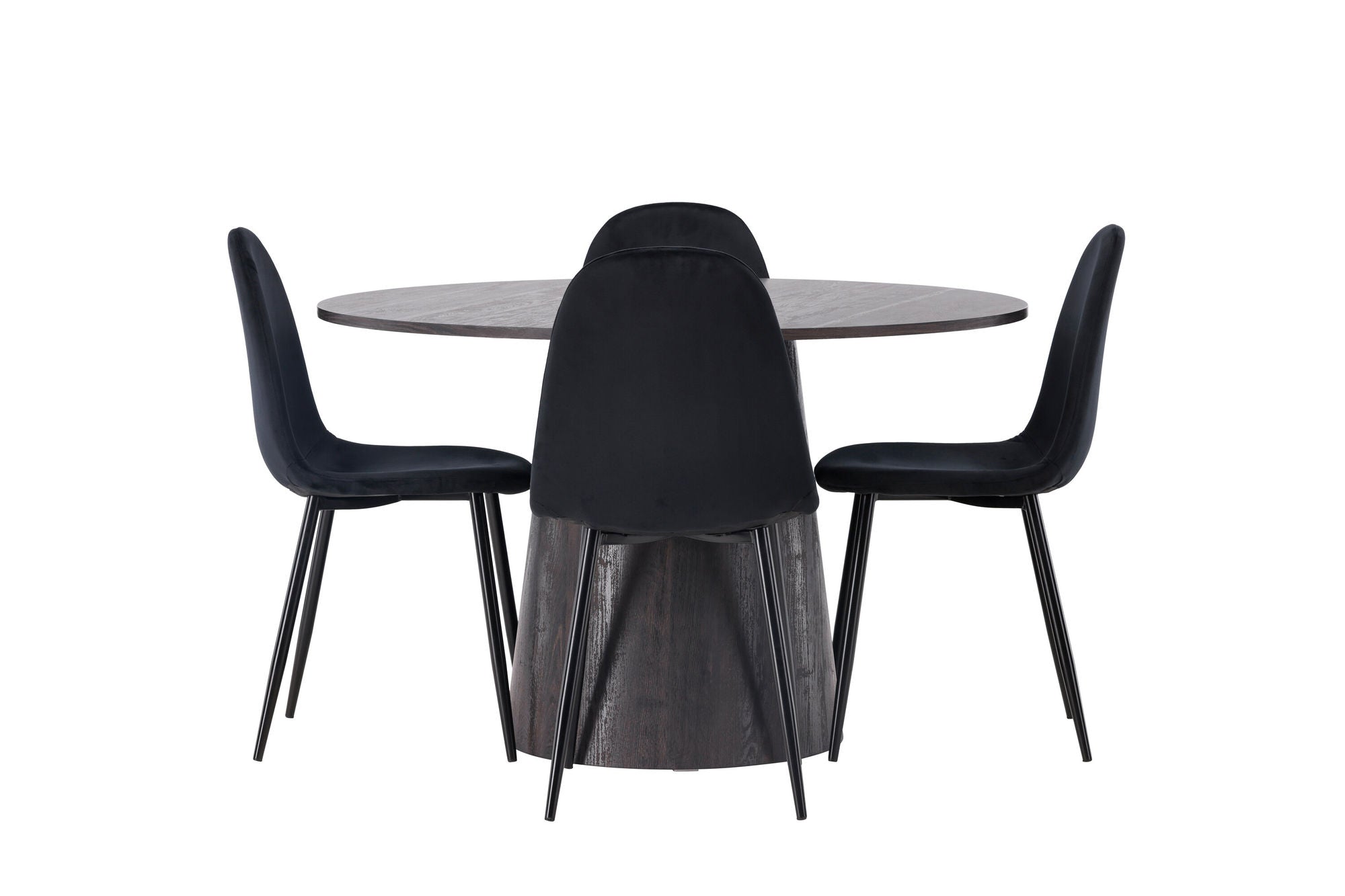 Venture Home Lanzo spisebord φ120 - Mocca/Mocca +Polar Spisebordsstol - Black legs / Black Velvet _4