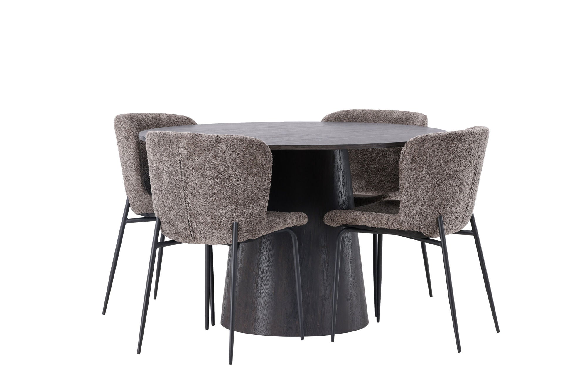 Venture Home Lanzo spisebord φ120 - Mocca/Mocca +Modesto Spisebordsstol - Grey / Smoked Black Boucle _4