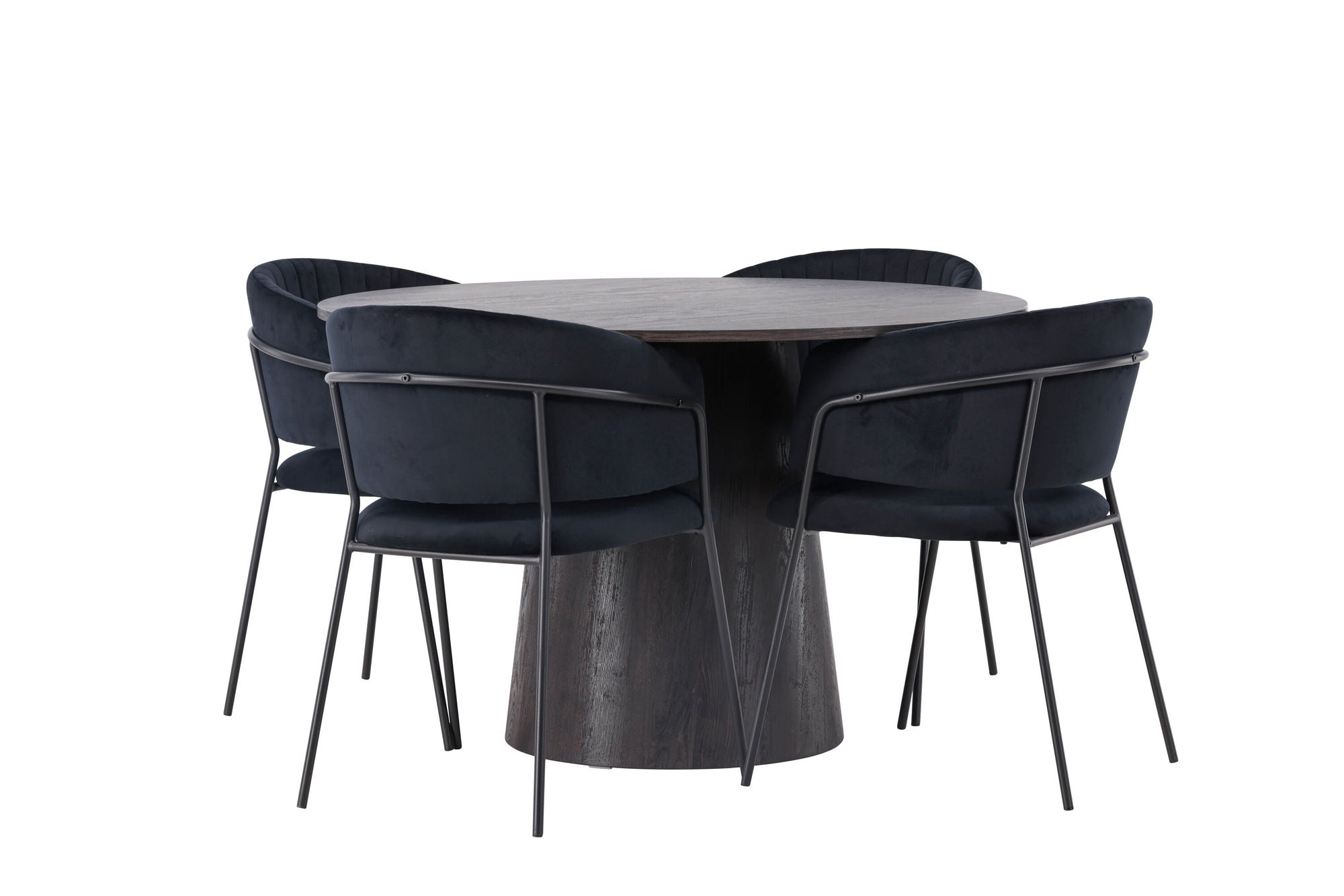 Venture Home Lanzo spisebord φ120 - Mocca/Mocca +Selma Spisebordsstol - Black / Black Velvet _4