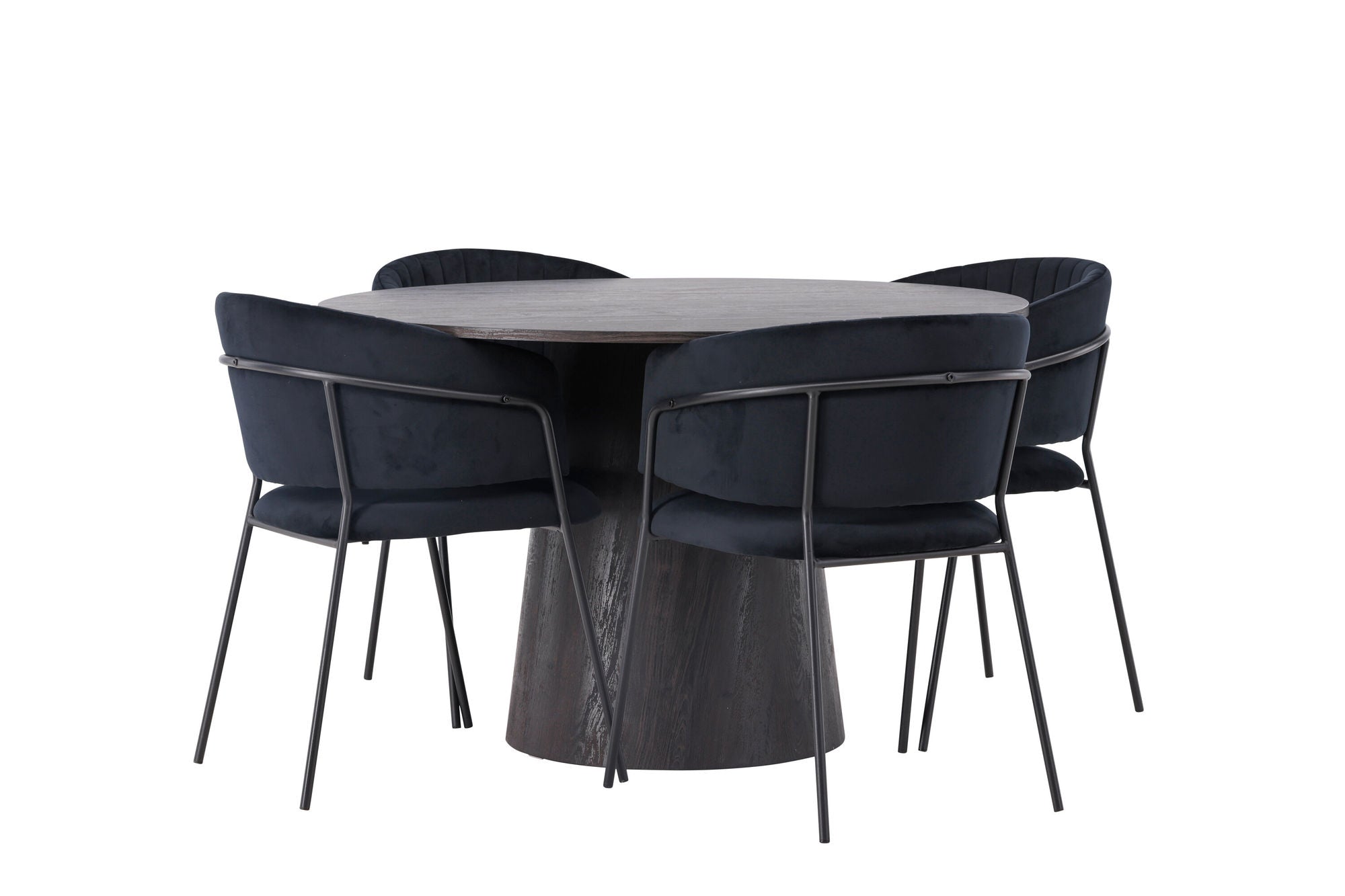 Venture Home Lanzo spisebord φ120 - Mocca/Mocca +Selma Spisebordsstol - Black / Black Velvet _4