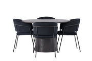 Venture Home Lanzo spisebord φ120 - Mocca/Mocca +Selma Spisebordsstol - Black / Black Velvet _4