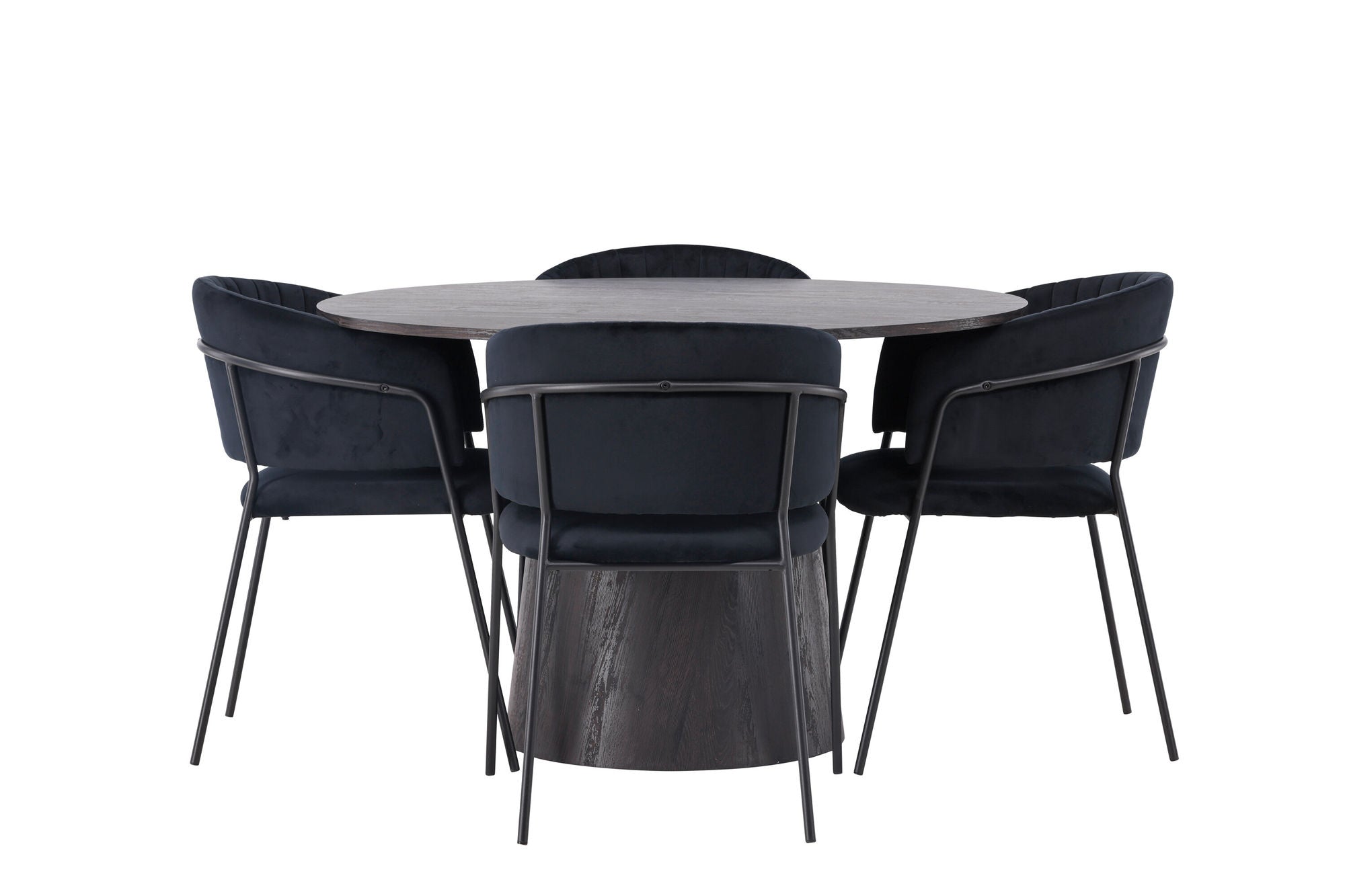 Venture Home Lanzo spisebord φ120 - Mocca/Mocca +Selma Spisebordsstol - Black / Black Velvet _4