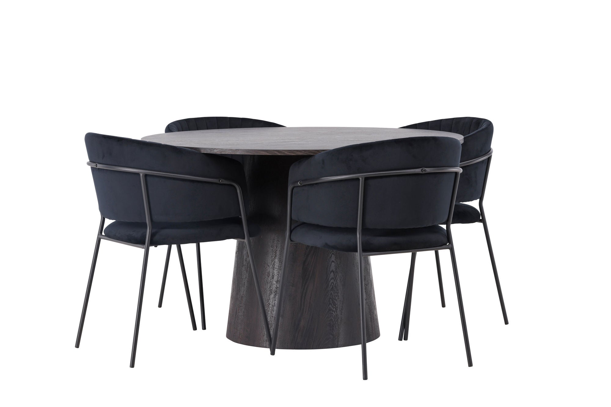 Venture Home Lanzo spisebord φ120 - Mocca/Mocca +Selma Spisebordsstol - Black / Black Velvet _4