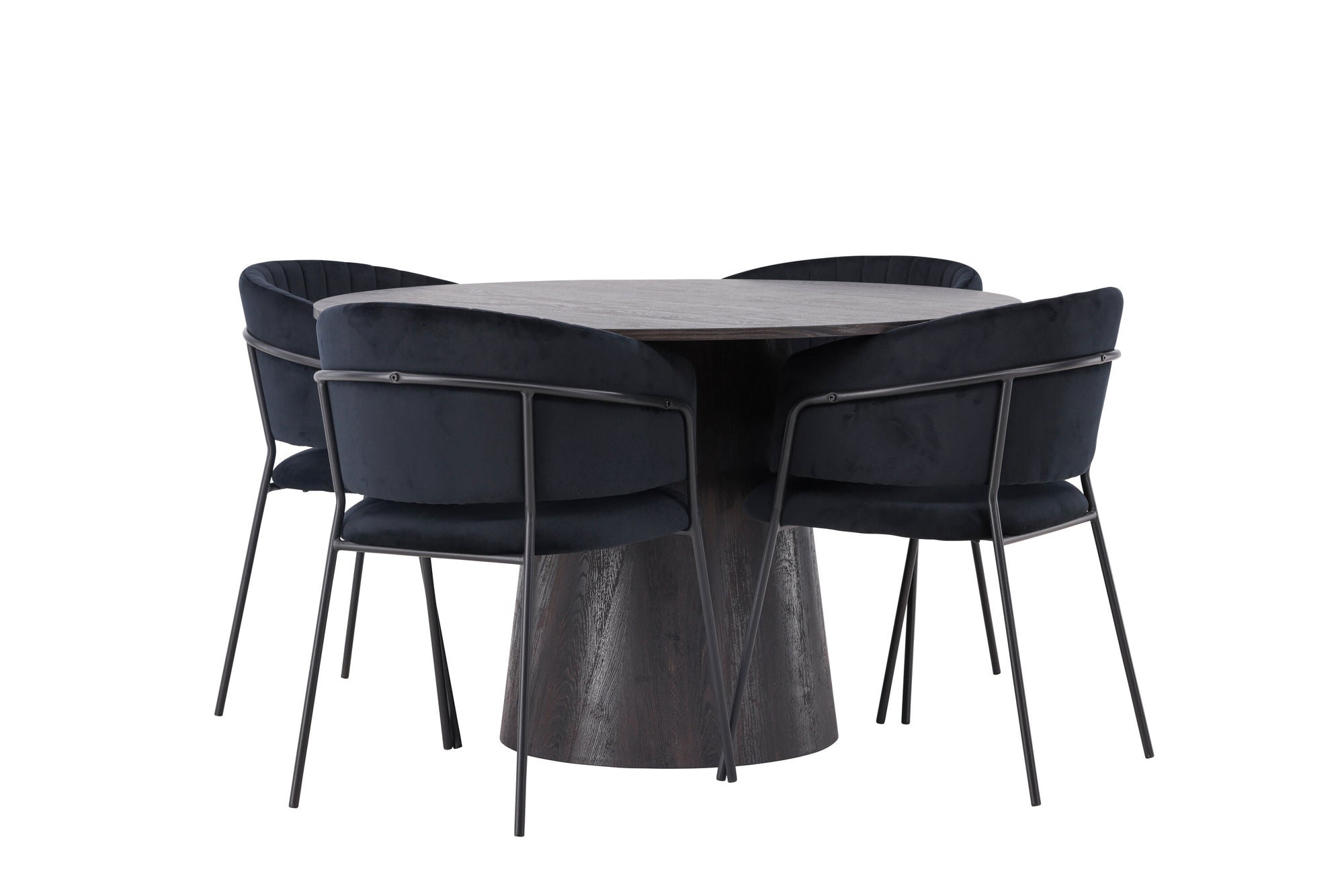Venture Home Lanzo spisebord φ120 - Mocca/Mocca +Selma Spisebordsstol - Black / Black Velvet _4