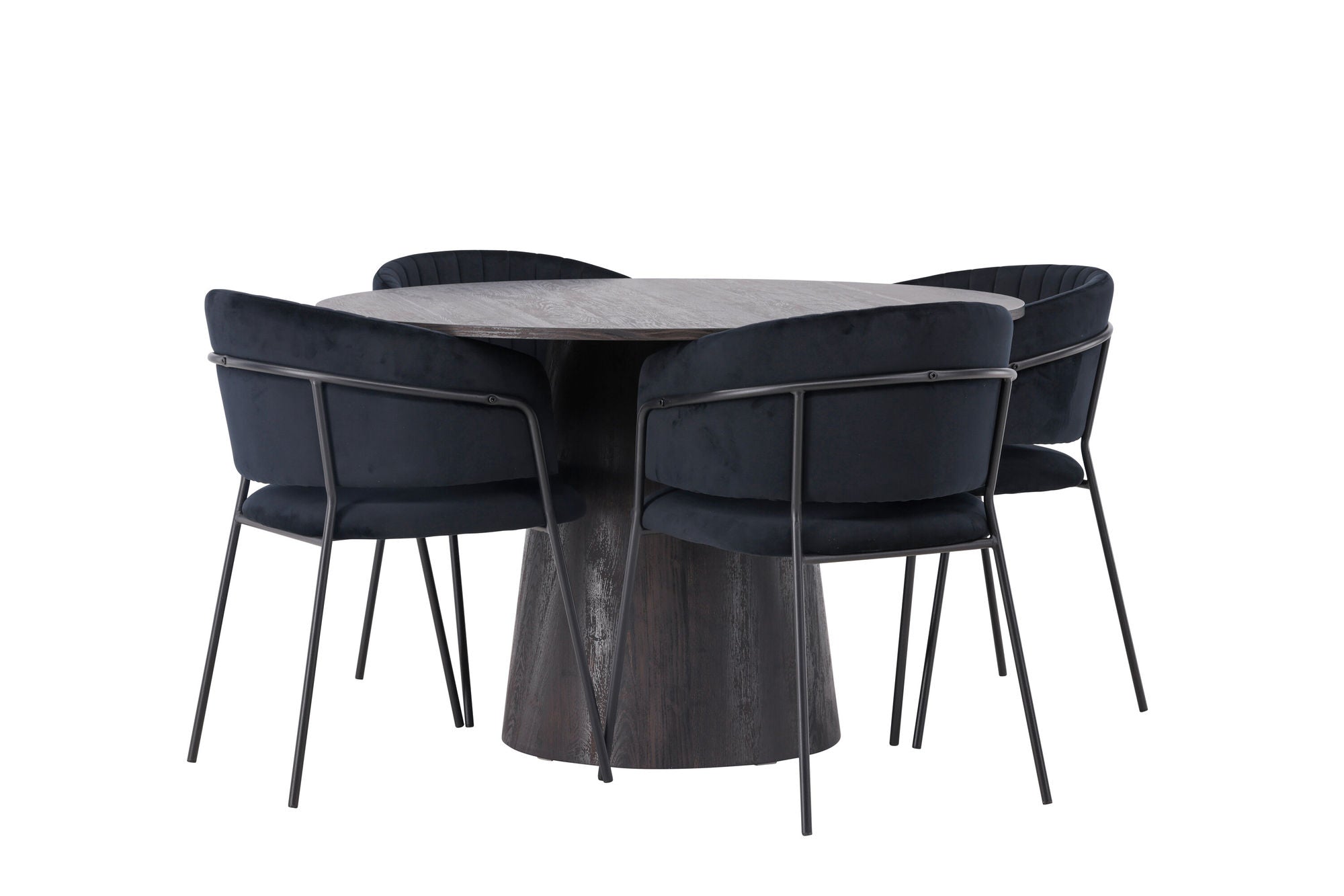 Venture Home Lanzo spisebord φ120 - Mocca/Mocca +Selma Spisebordsstol - Black / Black Velvet _4