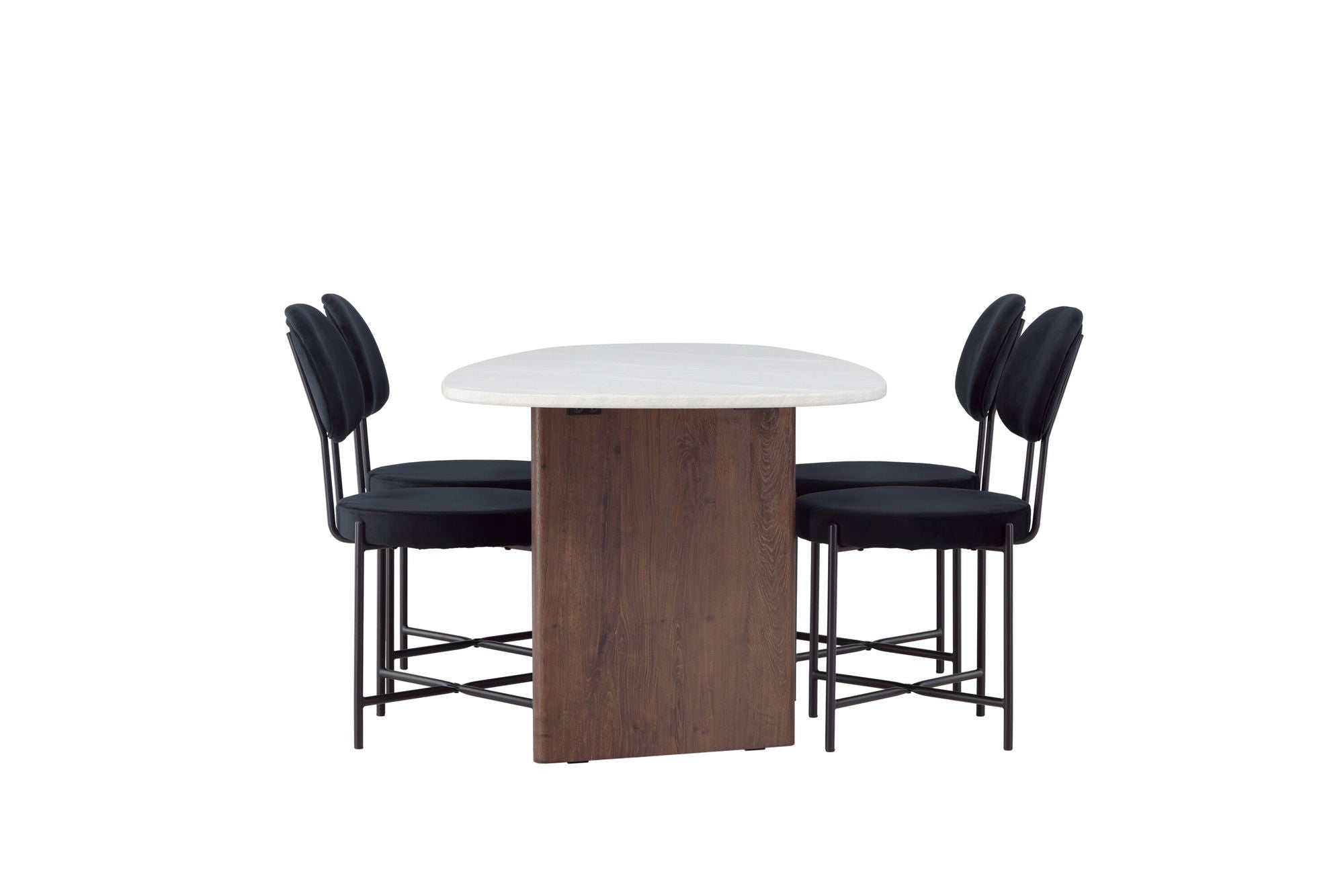 Venture Home Grönvik spisebord 180*75 - Mocca / Offwhite Concretelook MDF +Stella Spisebordsstol - Black / Black Velvet _4
