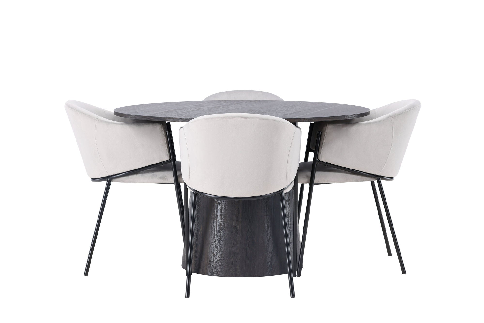 Venture Home Lanzo spisebord φ120 - Mocca/Mocca +Evelina Spisebordsstol - Black / Light grey Velvet _4
