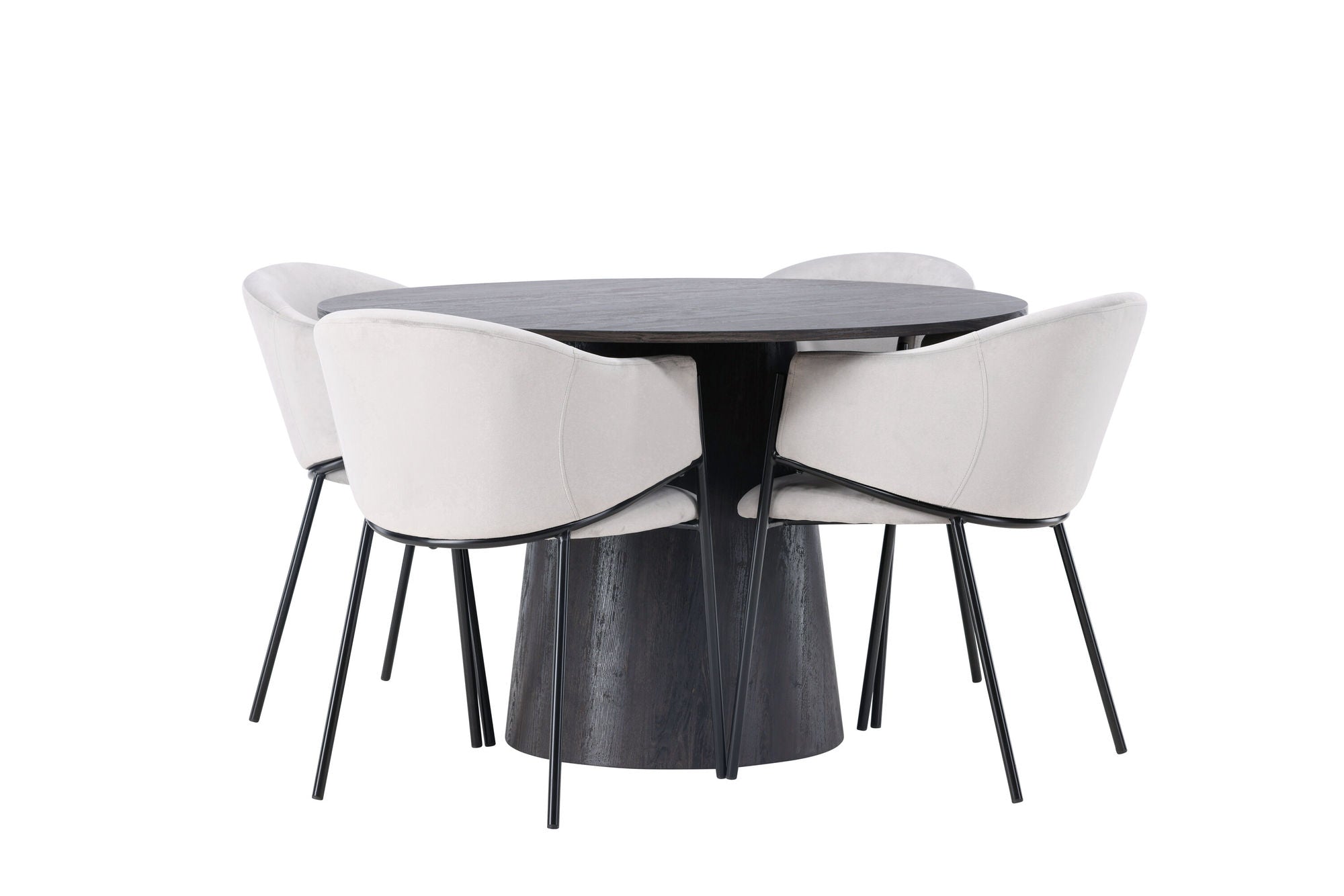 Venture Home Lanzo spisebord φ120 - Mocca/Mocca +Evelina Spisebordsstol - Black / Light grey Velvet _4