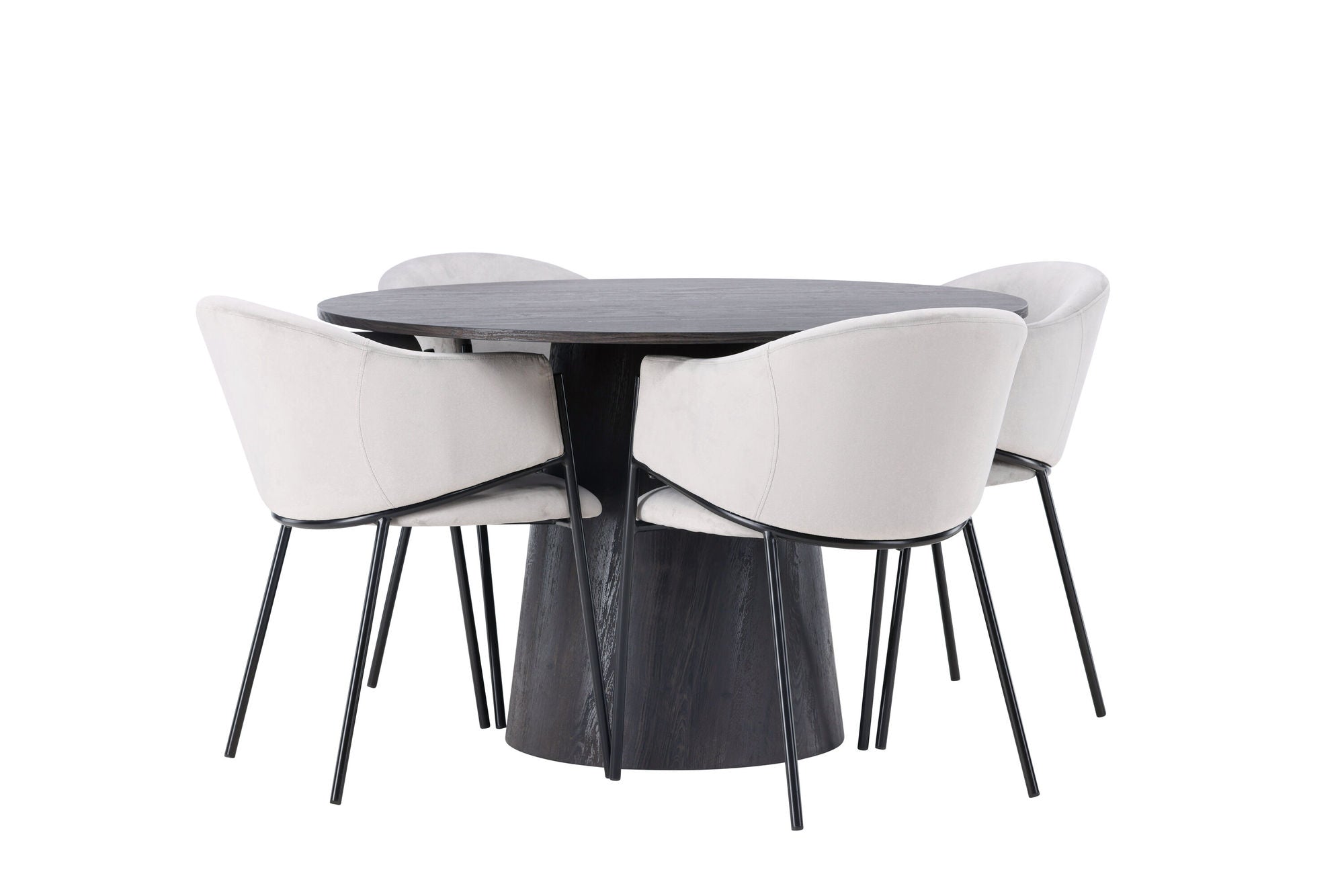 Venture Home Lanzo spisebord φ120 - Mocca/Mocca +Evelina Spisebordsstol - Black / Light grey Velvet _4