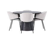 Venture Home Lanzo spisebord φ120 - Mocca/Mocca +Evelina Spisebordsstol - Black / Light grey Velvet _4