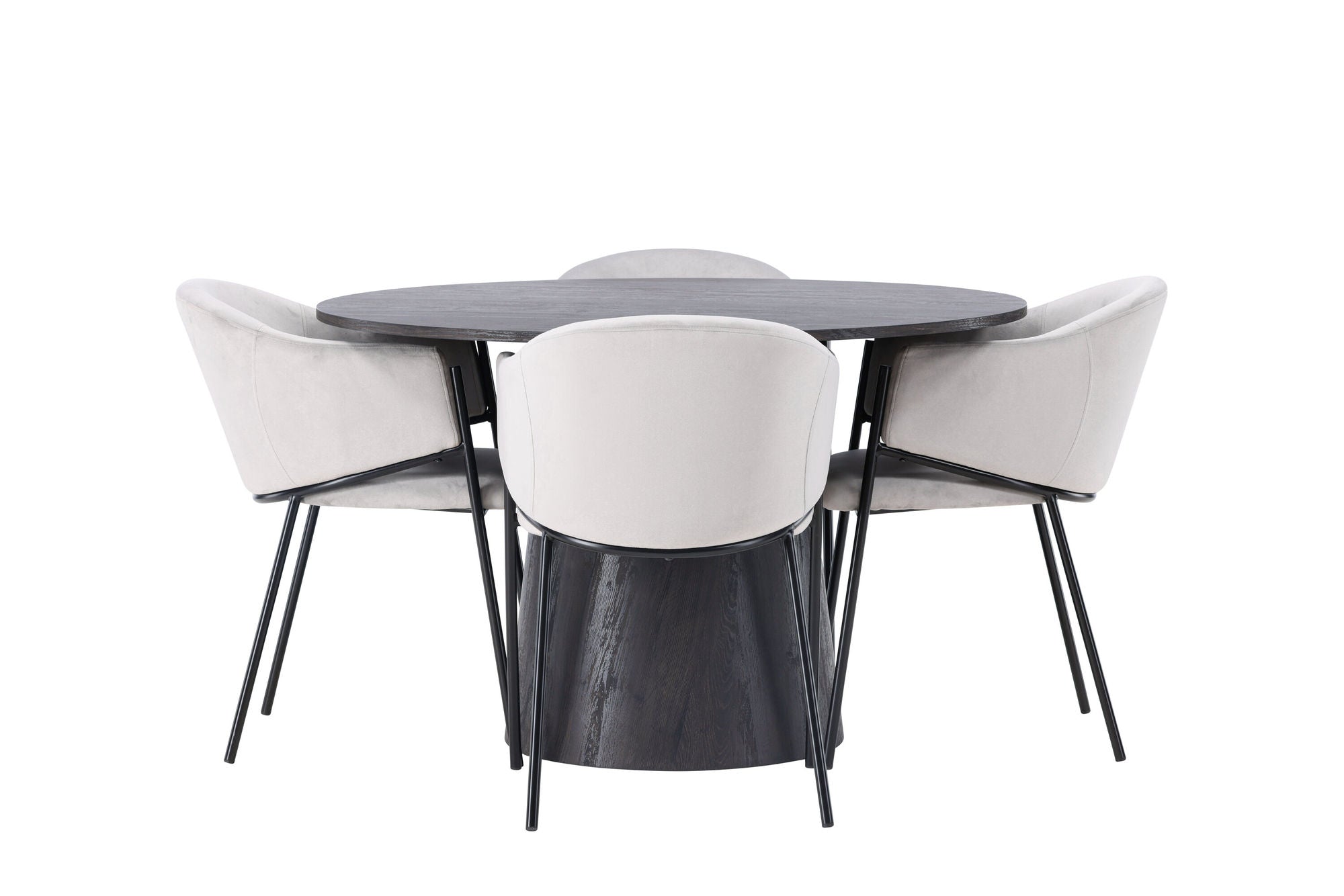Venture Home Lanzo spisebord φ120 - Mocca/Mocca +Evelina Spisebordsstol - Black / Light grey Velvet _4