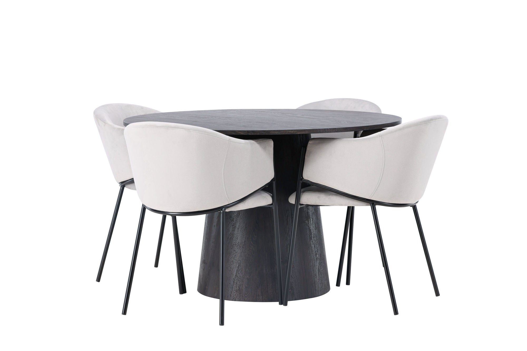 Venture Home Lanzo spisebord φ120 - Mocca/Mocca +Evelina Spisebordsstol - Black / Light grey Velvet _4
