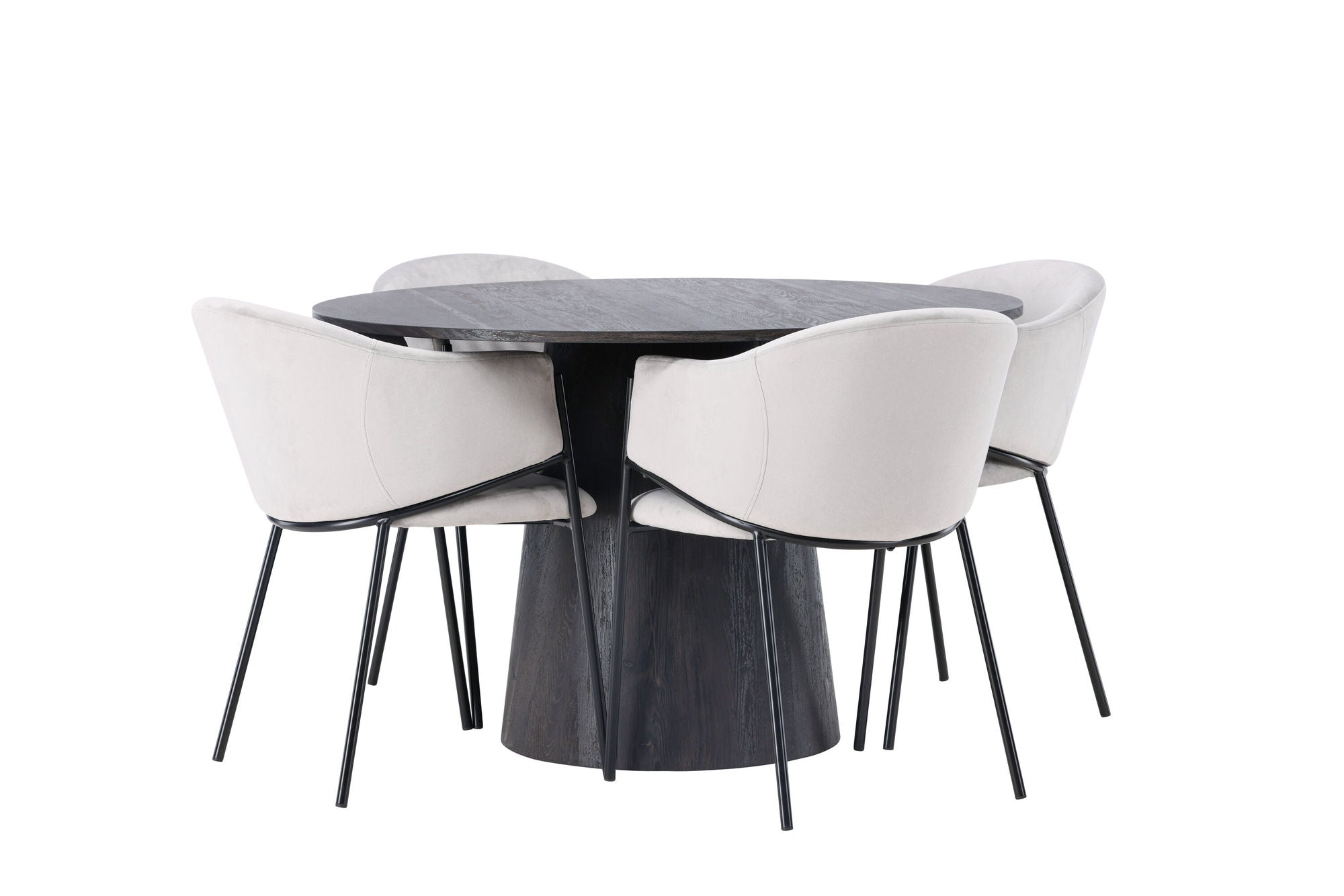 Venture Home Lanzo spisebord φ120 - Mocca/Mocca +Evelina Spisebordsstol - Black / Light grey Velvet _4