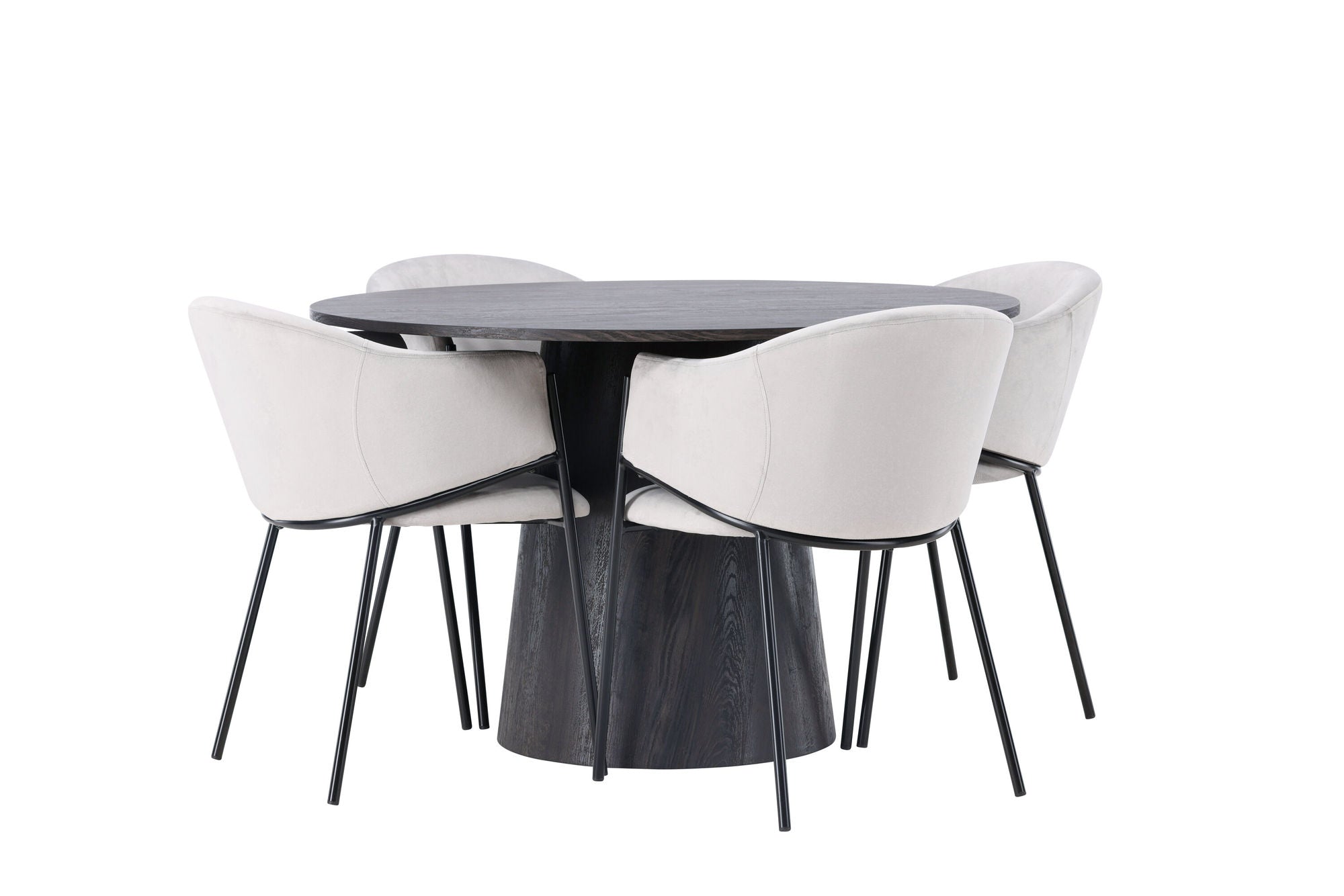 Venture Home Lanzo spisebord φ120 - Mocca/Mocca +Evelina Spisebordsstol - Black / Light grey Velvet _4
