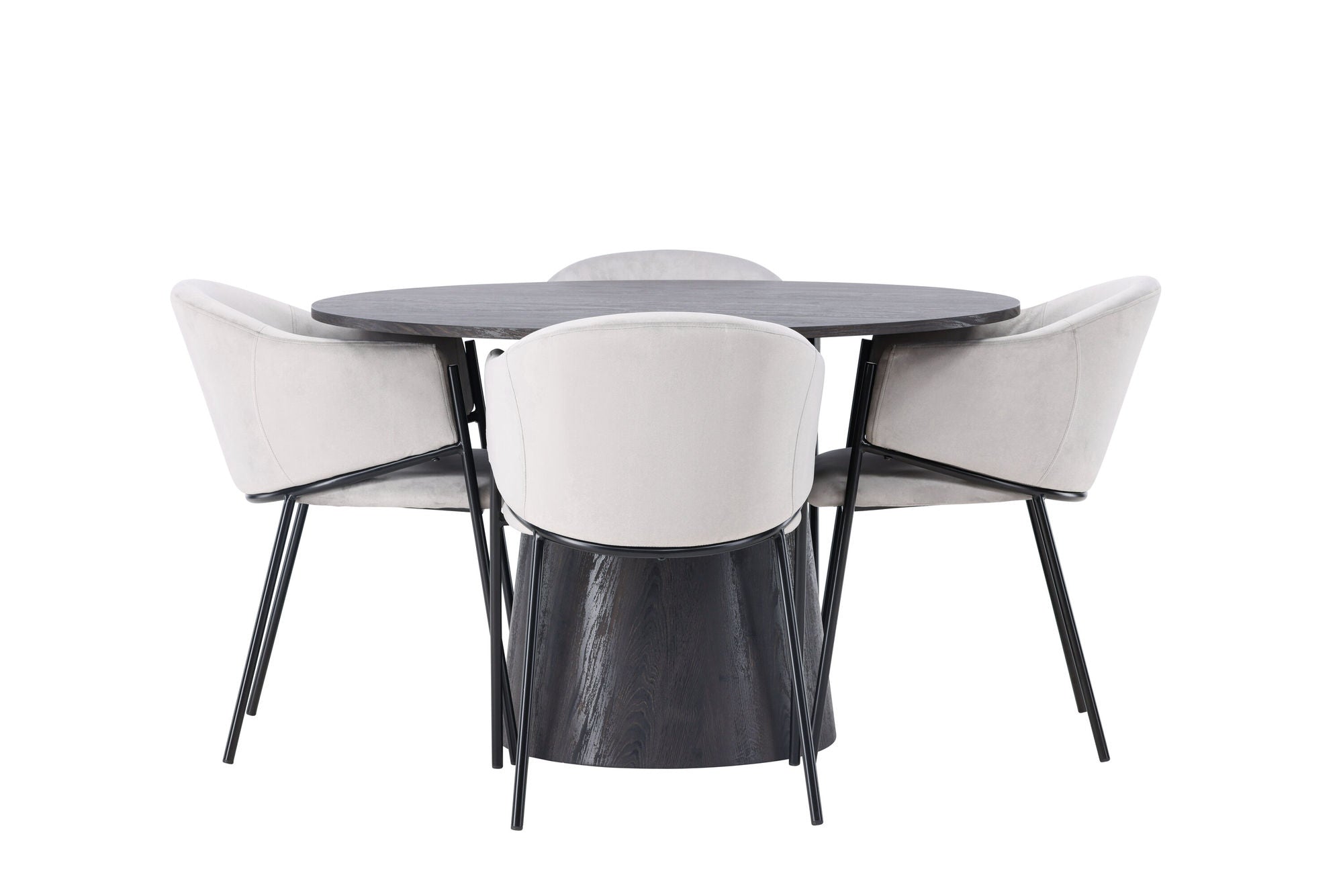 Venture Home Lanzo spisebord φ120 - Mocca/Mocca +Evelina Spisebordsstol - Black / Light grey Velvet _4