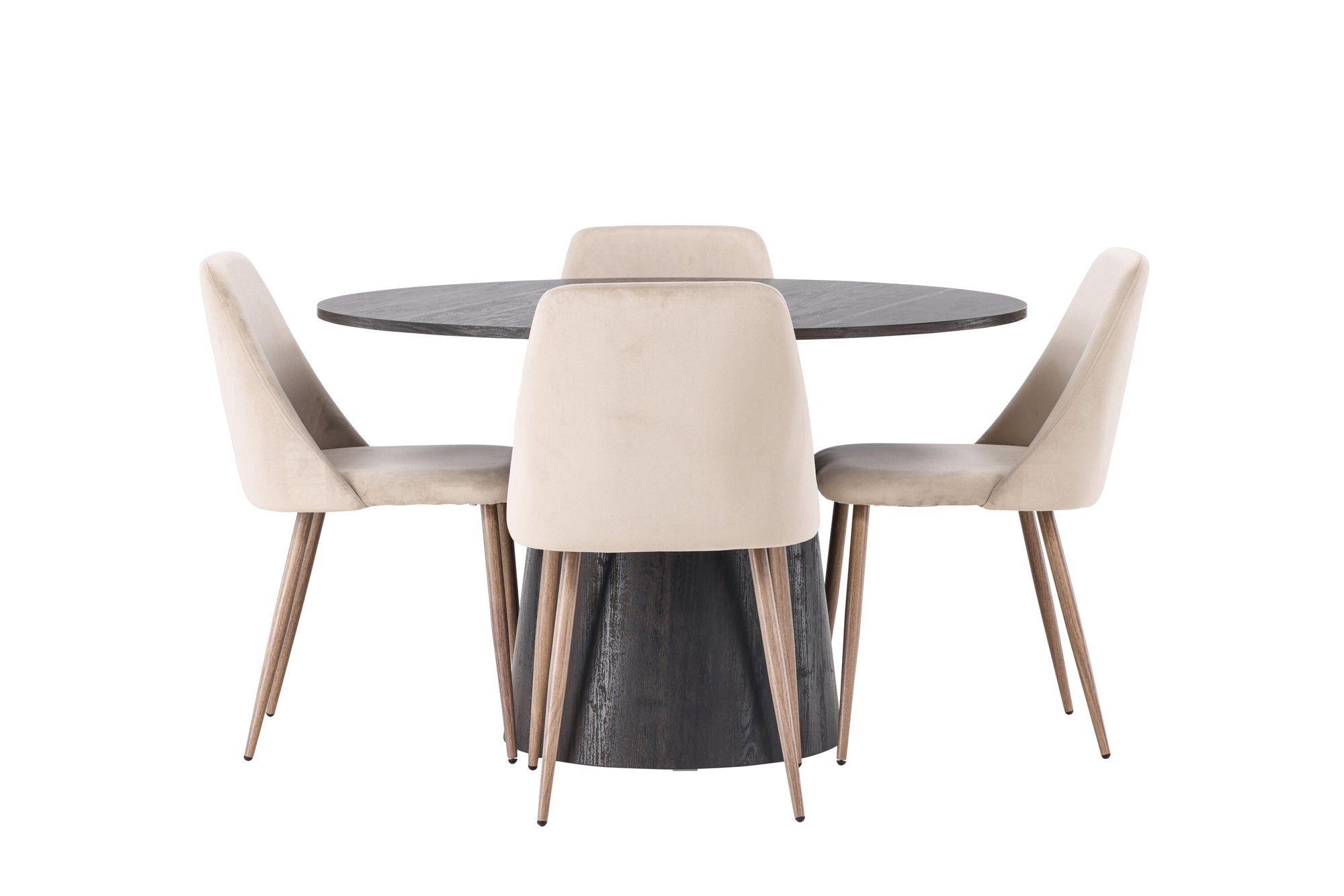 Venture Home Lanzo spisebord φ120 - Mocca/Mocca +Night Spisebordsstol - Dark walnut / Mocca / Brown Fabric _4