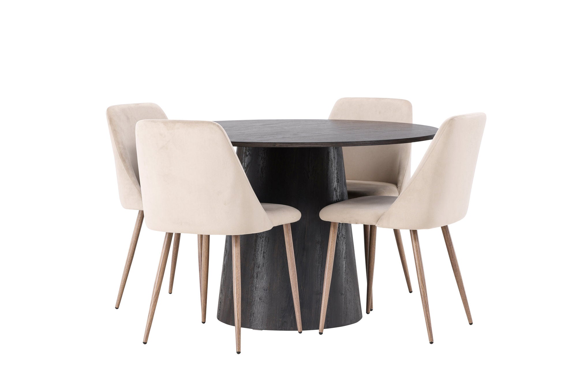 Venture Home Lanzo spisebord φ120 - Mocca/Mocca +Night Spisebordsstol - Dark walnut / Mocca / Brown Fabric _4