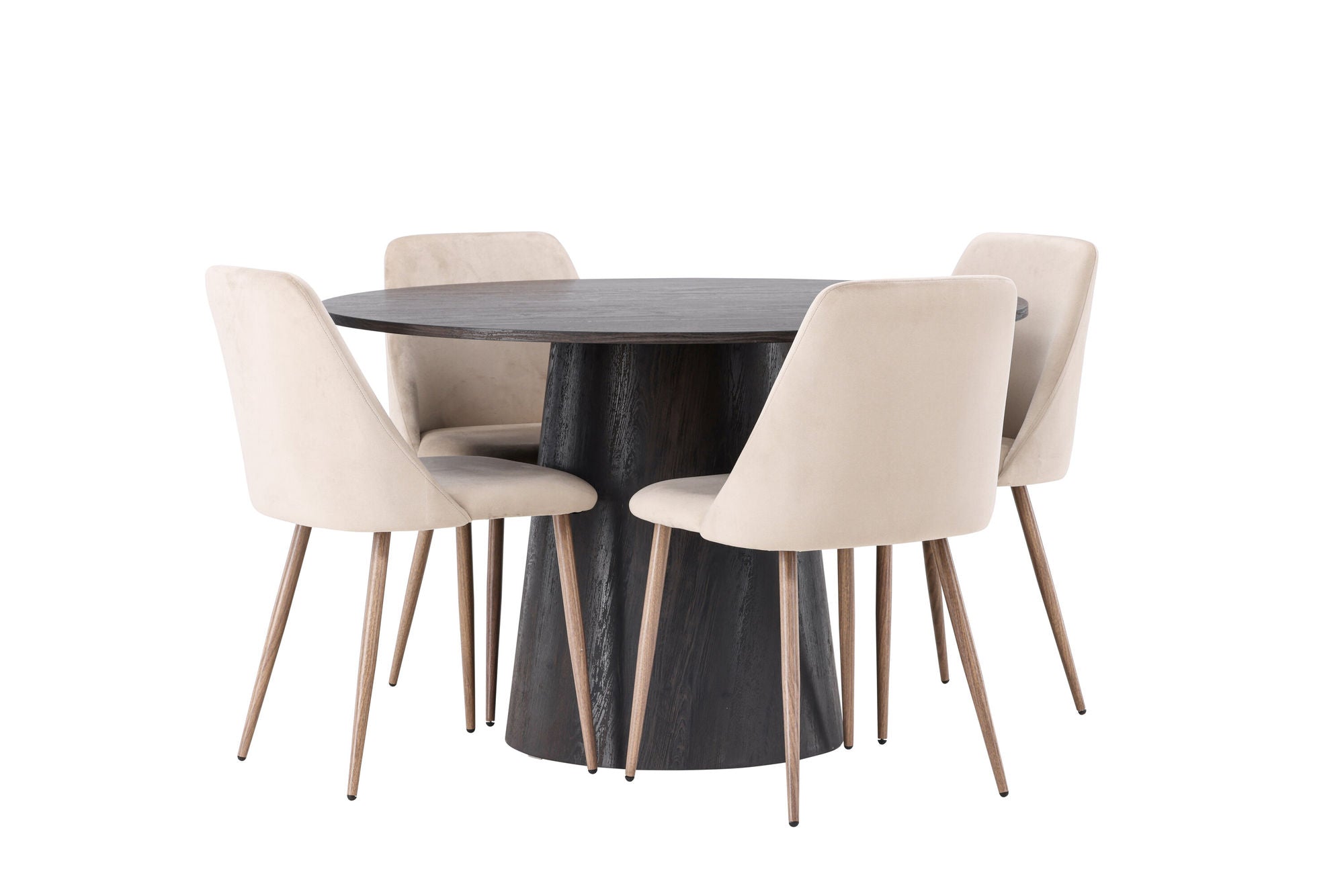 Venture Home Lanzo spisebord φ120 - Mocca/Mocca +Night Spisebordsstol - Dark walnut / Mocca / Brown Fabric _4