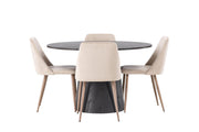 Venture Home Lanzo spisebord φ120 - Mocca/Mocca +Night Spisebordsstol - Dark walnut / Mocca / Brown Fabric _4