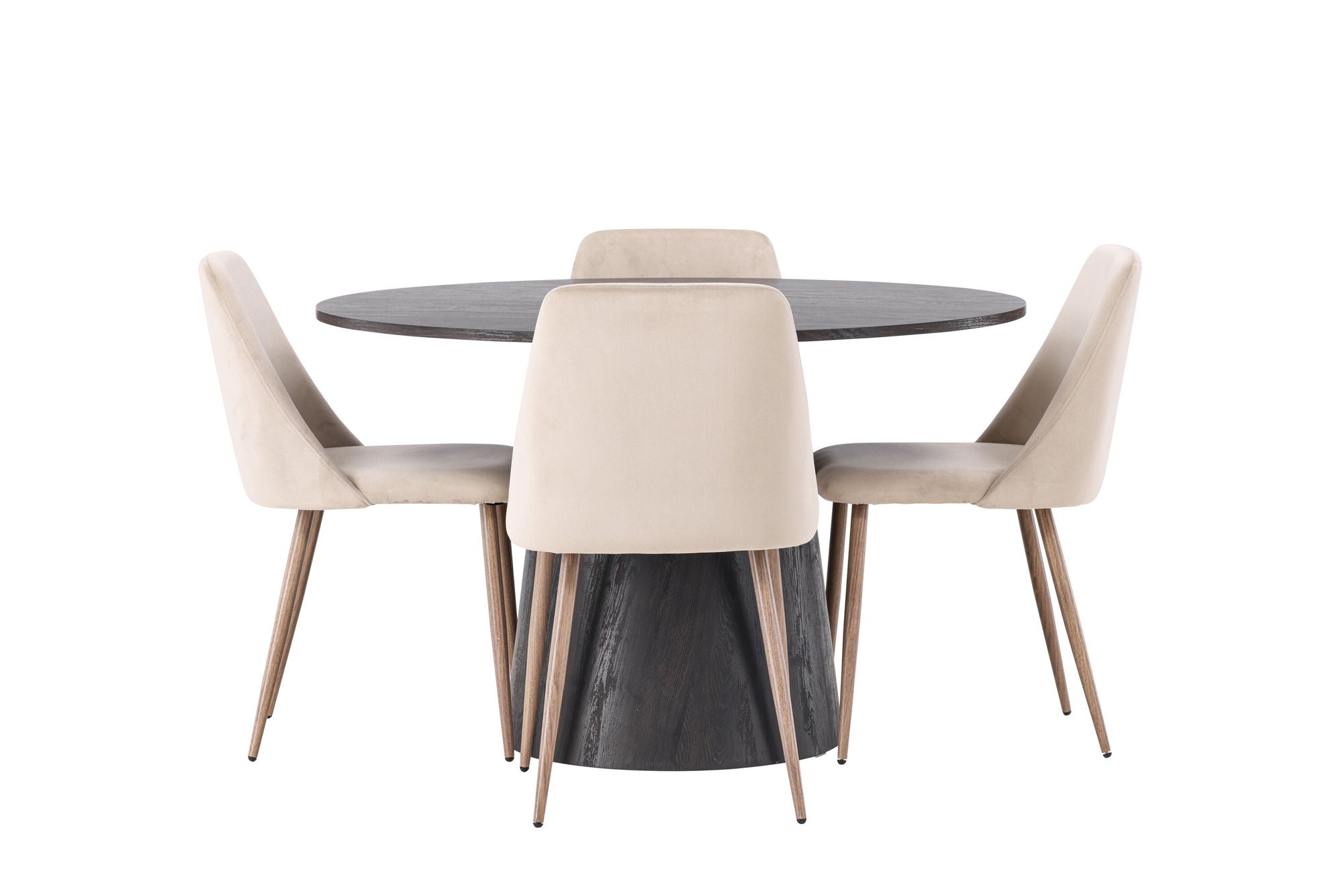 Venture Home Lanzo spisebord φ120 - Mocca/Mocca +Night Spisebordsstol - Dark walnut / Mocca / Brown Fabric _4