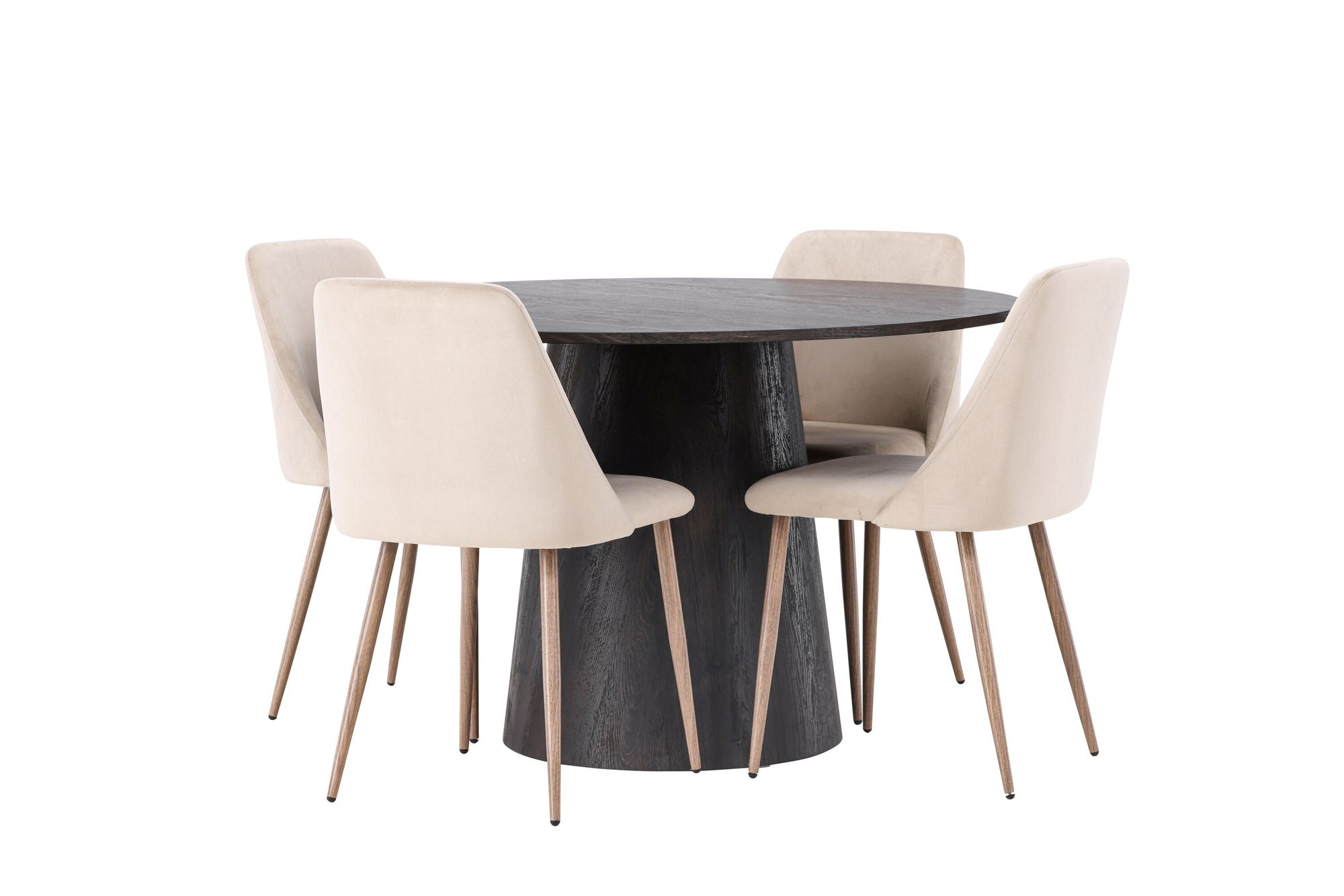 Venture Home Lanzo spisebord φ120 - Mocca/Mocca +Night Spisebordsstol - Dark walnut / Mocca / Brown Fabric _4