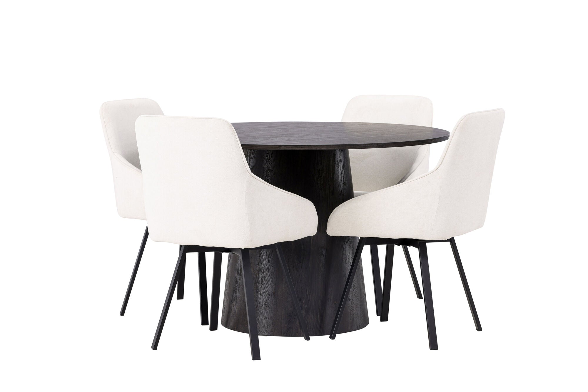Venture Home Lanzo spisebord φ120 - Mocca/Mocca +Rosie Spisebordsstol - Black / Beige Fabric _4