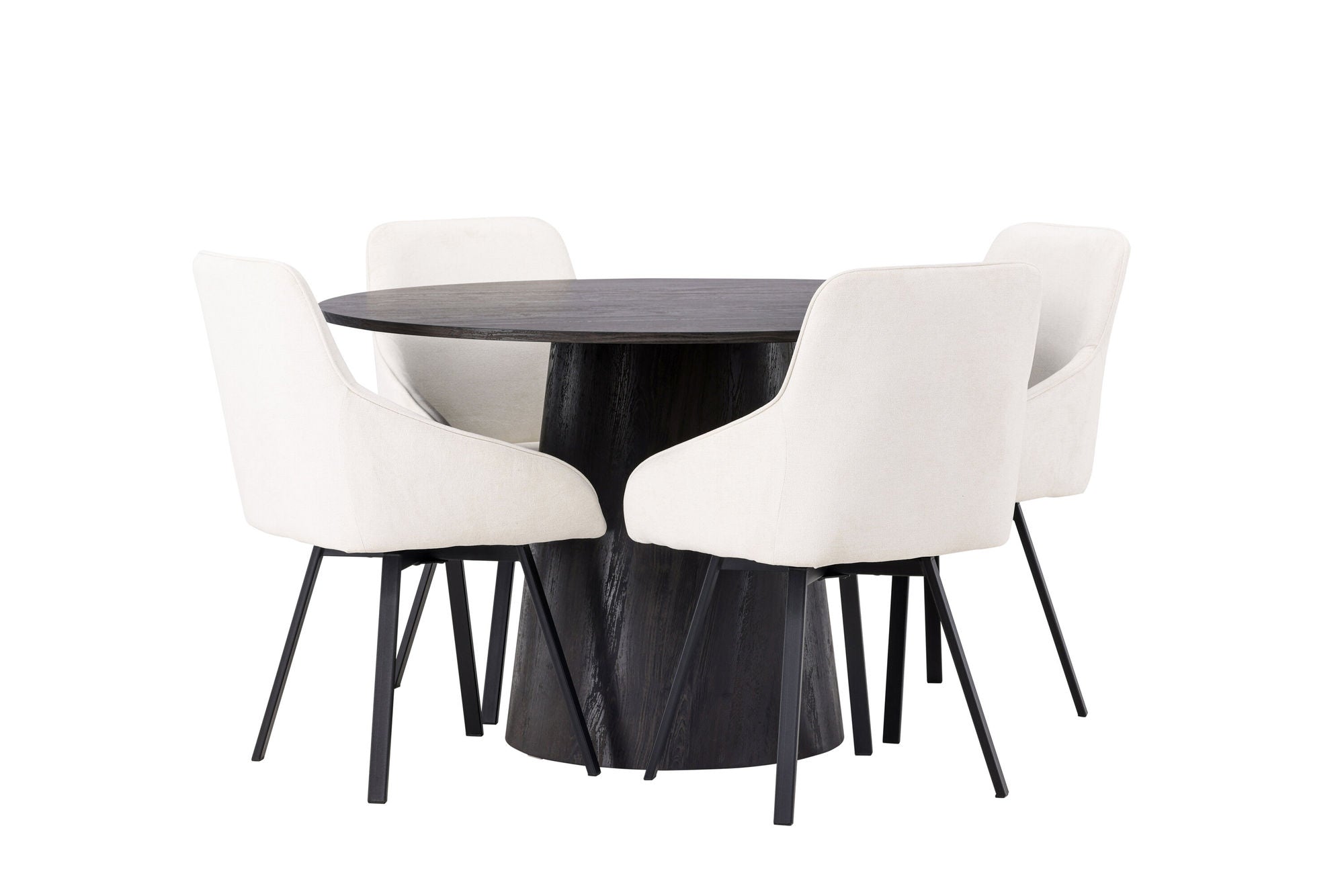 Venture Home Lanzo spisebord φ120 - Mocca/Mocca +Rosie Spisebordsstol - Black / Beige Fabric _4