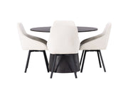 Venture Home Lanzo spisebord φ120 - Mocca/Mocca +Rosie Spisebordsstol - Black / Beige Fabric _4