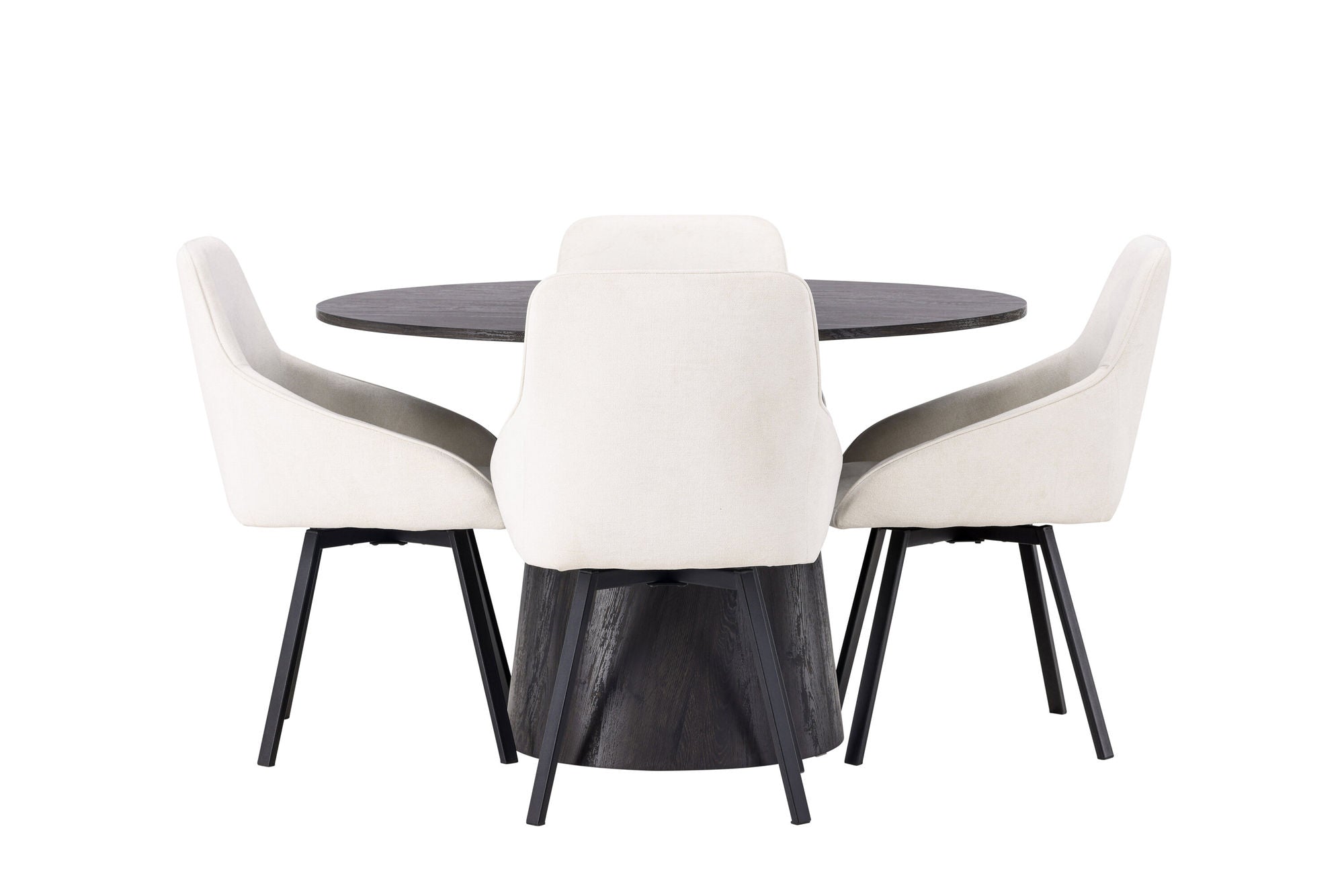 Venture Home Lanzo spisebord φ120 - Mocca/Mocca +Rosie Spisebordsstol - Black / Beige Fabric _4
