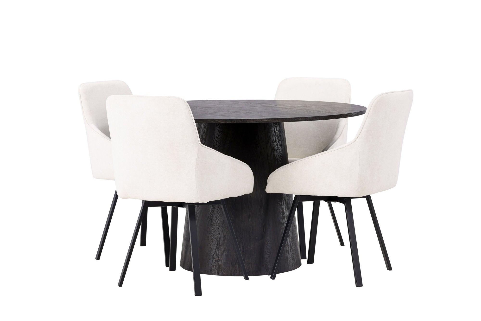 Venture Home Lanzo spisebord φ120 - Mocca/Mocca +Rosie Spisebordsstol - Black / Beige Fabric _4