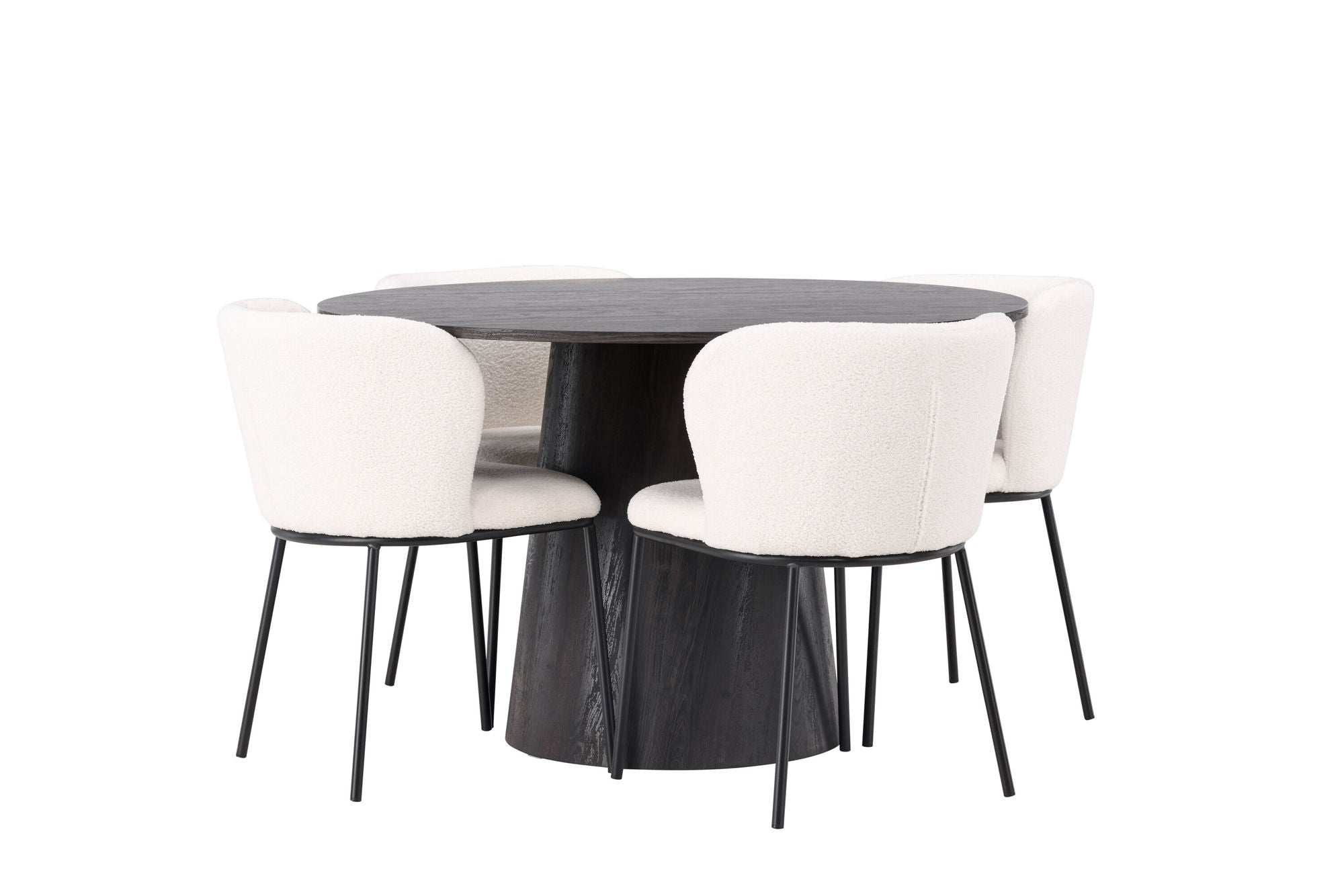Venture Home Lanzo spisebord φ120 - Mocca/Mocca +Edina Spisebordsstol - Black / White Boucle _4