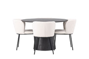 Venture Home Lanzo spisebord φ120 - Mocca/Mocca +Edina Spisebordsstol - Black / White Boucle _4