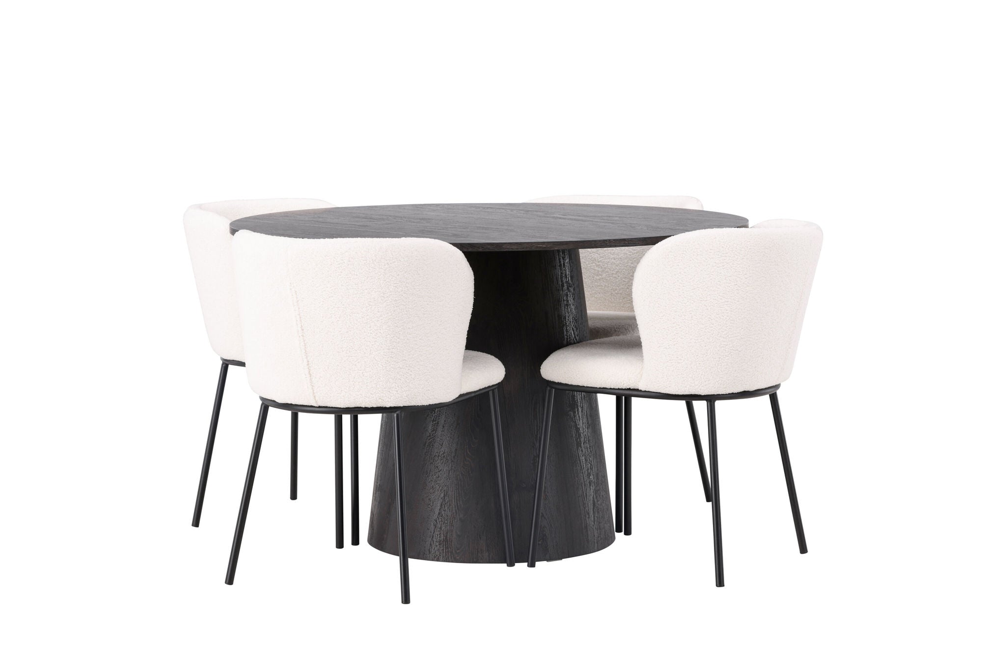 Venture Home Lanzo spisebord φ120 - Mocca/Mocca +Edina Spisebordsstol - Black / White Boucle _4