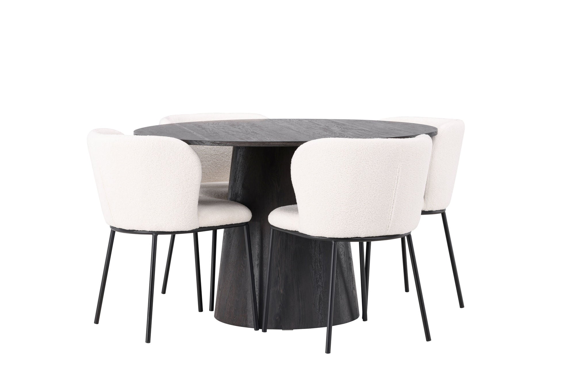 Venture Home Lanzo spisebord φ120 - Mocca/Mocca +Edina Spisebordsstol - Black / White Boucle _4