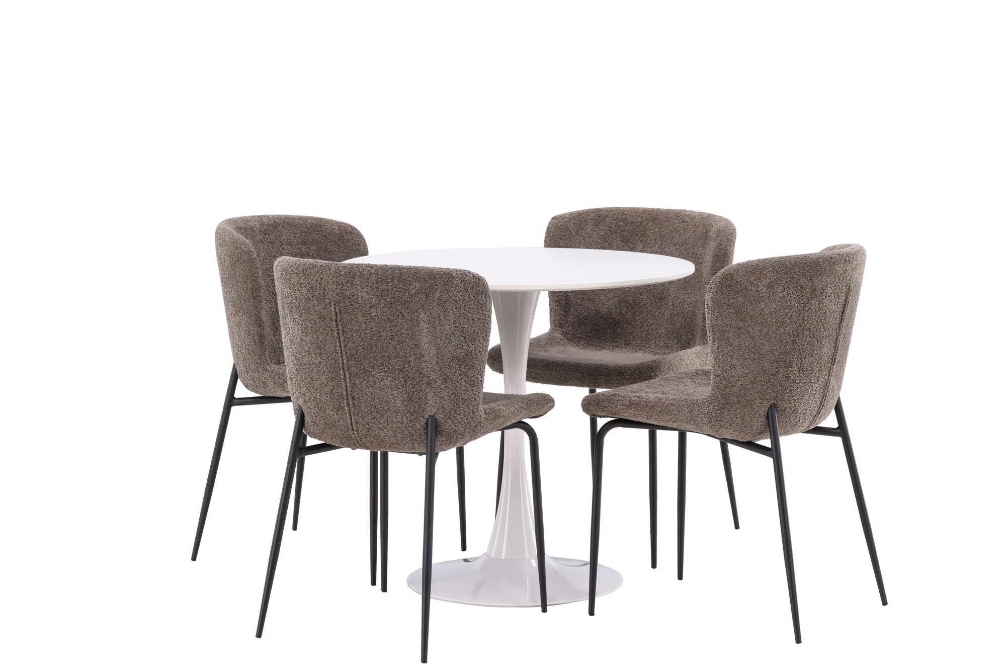 Venture Home Hamden spisebord - White MDF+Modesto Spisebordsstol - Grey / Smoked Black Boucle_4