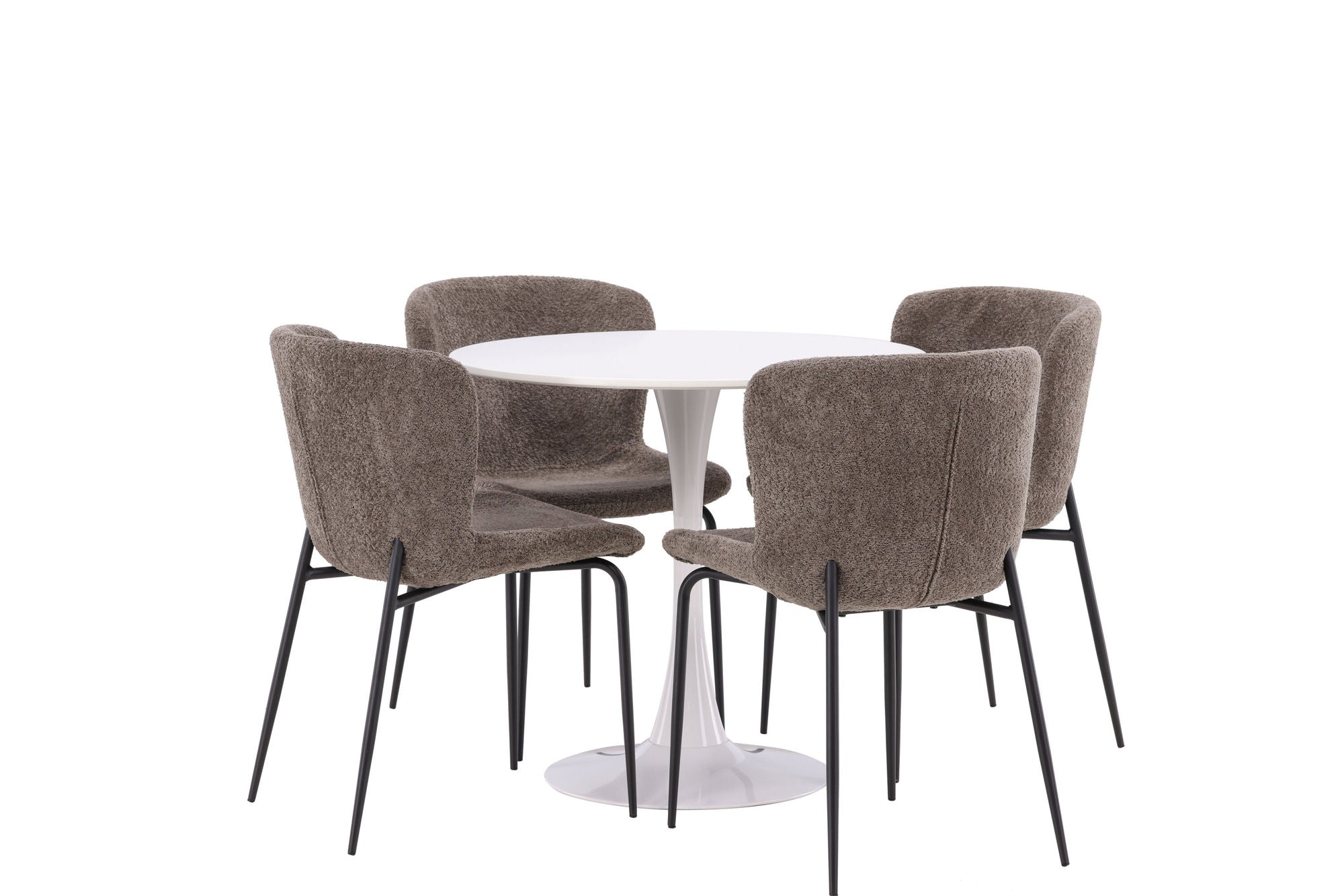 Venture Home Hamden spisebord - White MDF+Modesto Spisebordsstol - Grey / Smoked Black Boucle_4