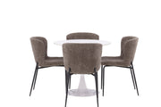 Venture Home Hamden spisebord - White MDF+Modesto Spisebordsstol - Grey / Smoked Black Boucle_4