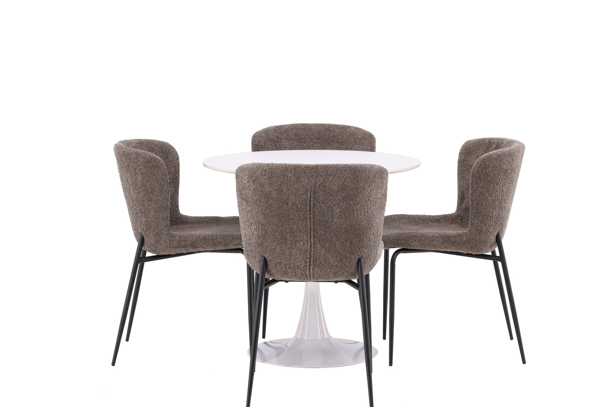 Venture Home Hamden spisebord - White MDF+Modesto Spisebordsstol - Grey / Smoked Black Boucle_4