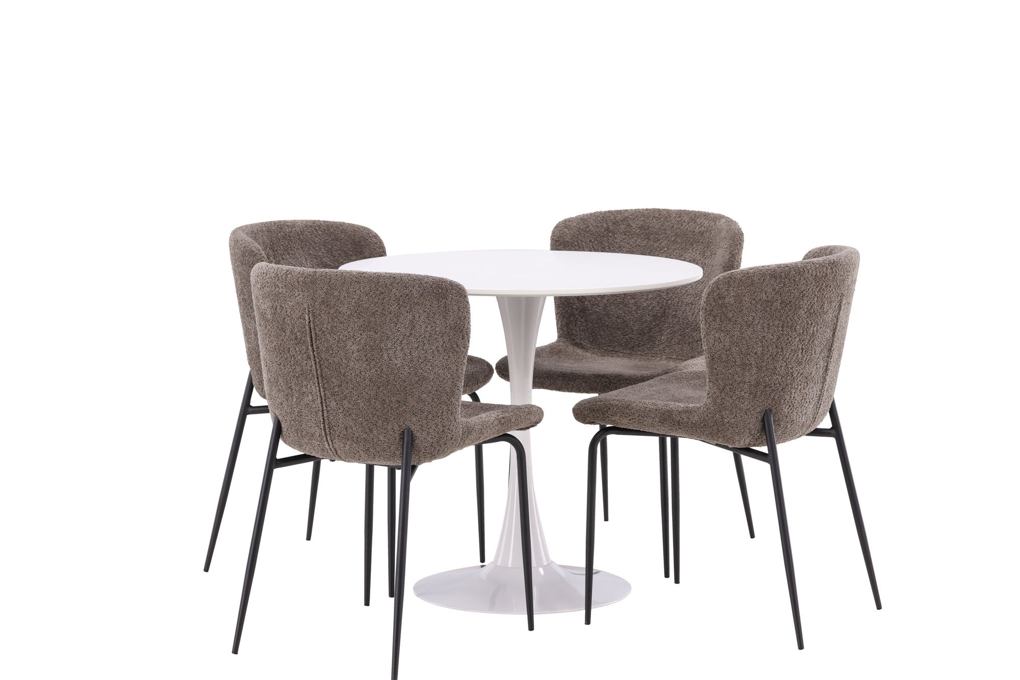 Venture Home Hamden spisebord - White MDF+Modesto Spisebordsstol - Grey / Smoked Black Boucle_4