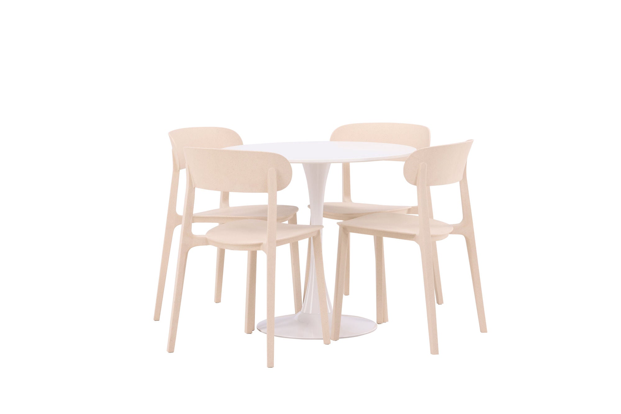 Venture Home Hamden spisebord - White MDF+Åstol Spisebordsstol - Nature Wood plastic composite_4