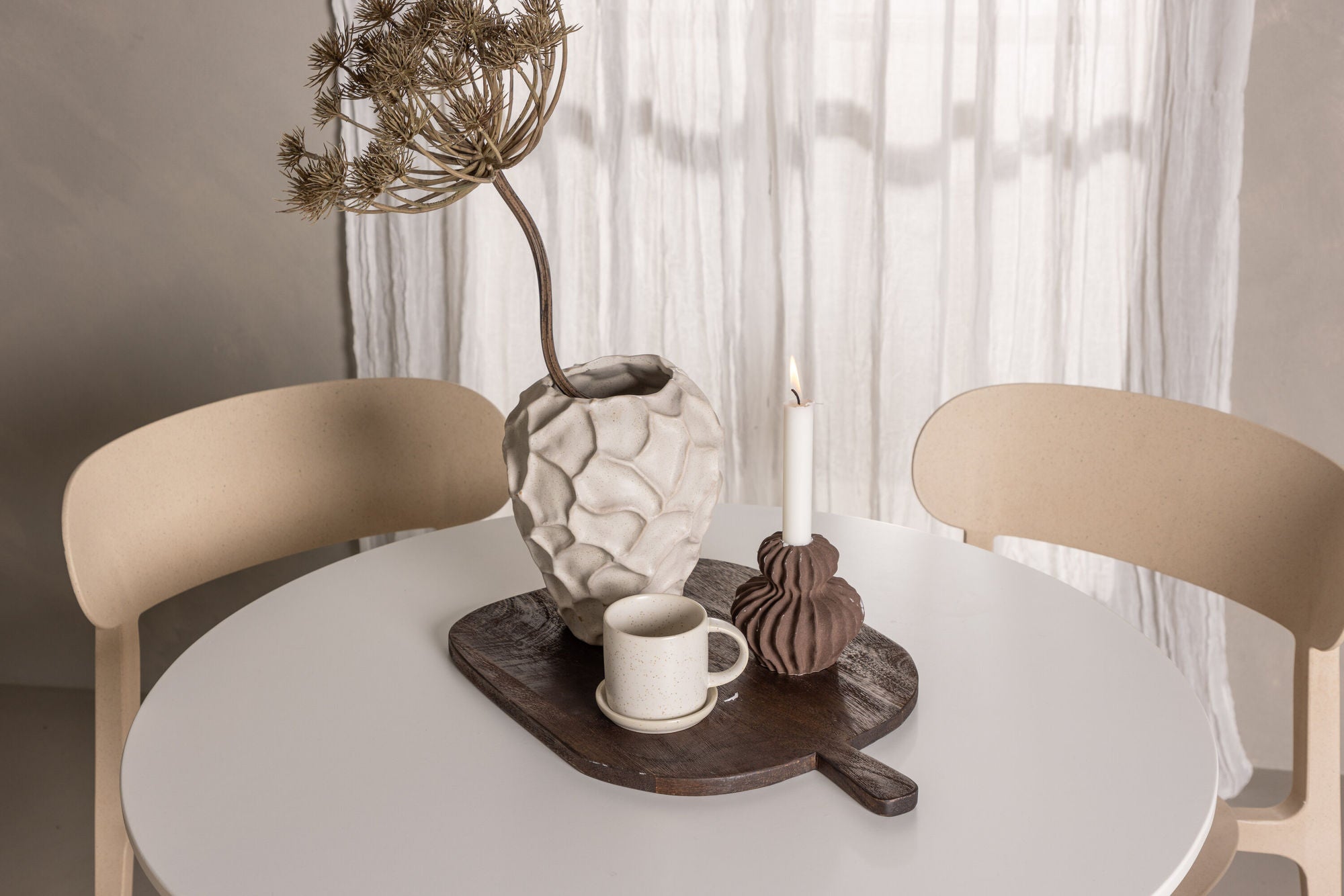 Venture Home Hamden spisebord - White MDF+Åstol Spisebordsstol - Nature Wood plastic composite_4