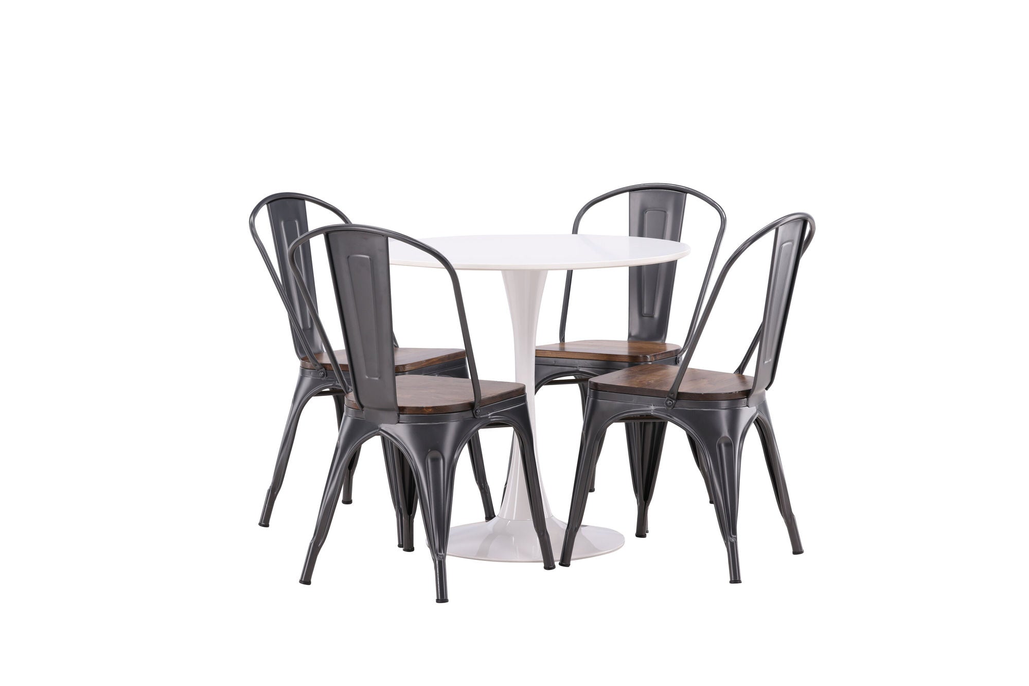 Venture Home Hamden spisebord - White MDF+Tempe Spisebordsstol - Dark grey / Dark Brown MDF_4