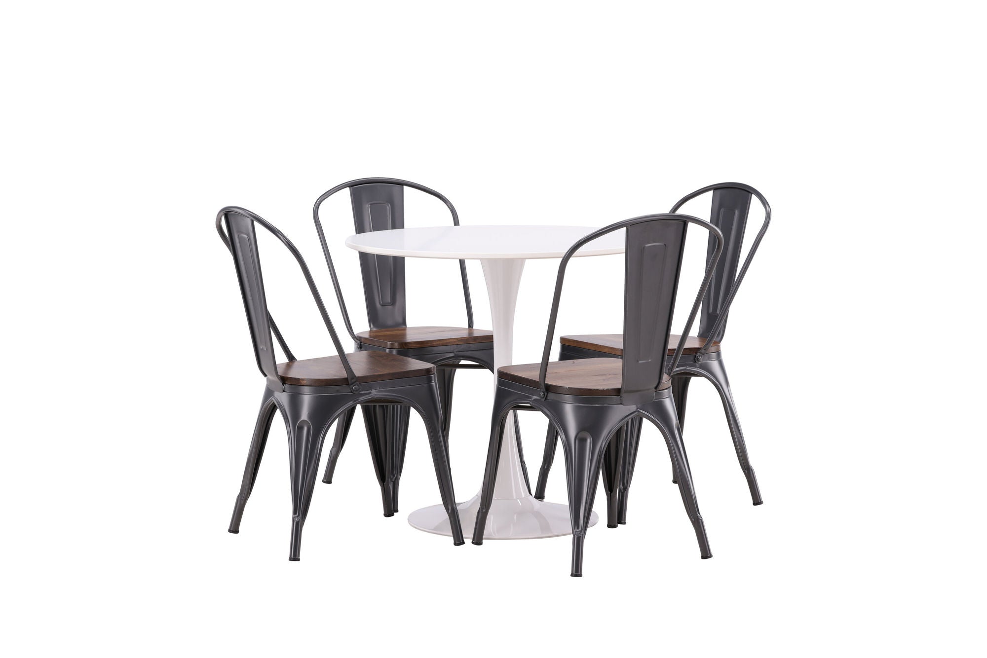 Venture Home Hamden spisebord - White MDF+Tempe Spisebordsstol - Dark grey / Dark Brown MDF_4