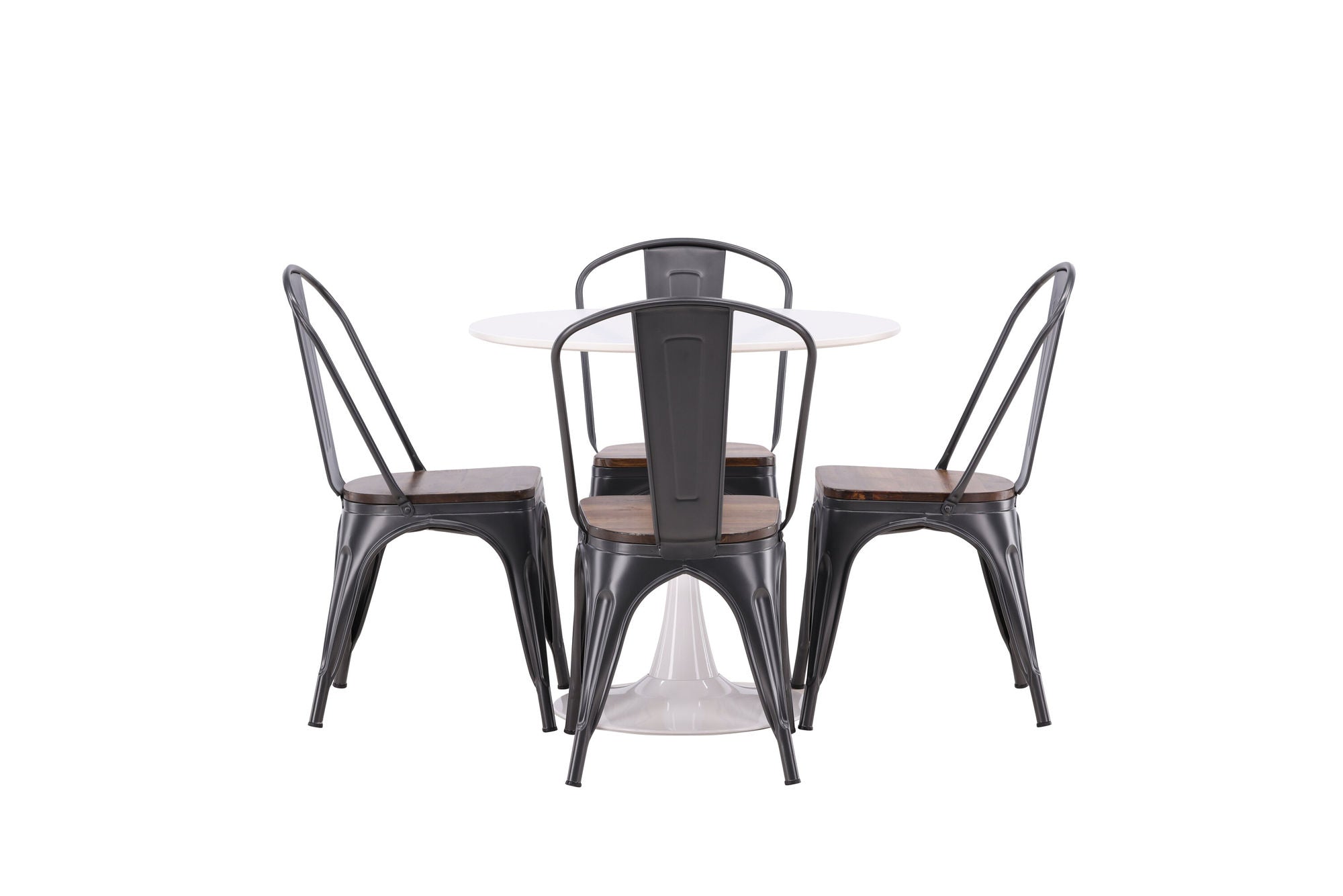 Venture Home Hamden spisebord - White MDF+Tempe Spisebordsstol - Dark grey / Dark Brown MDF_4